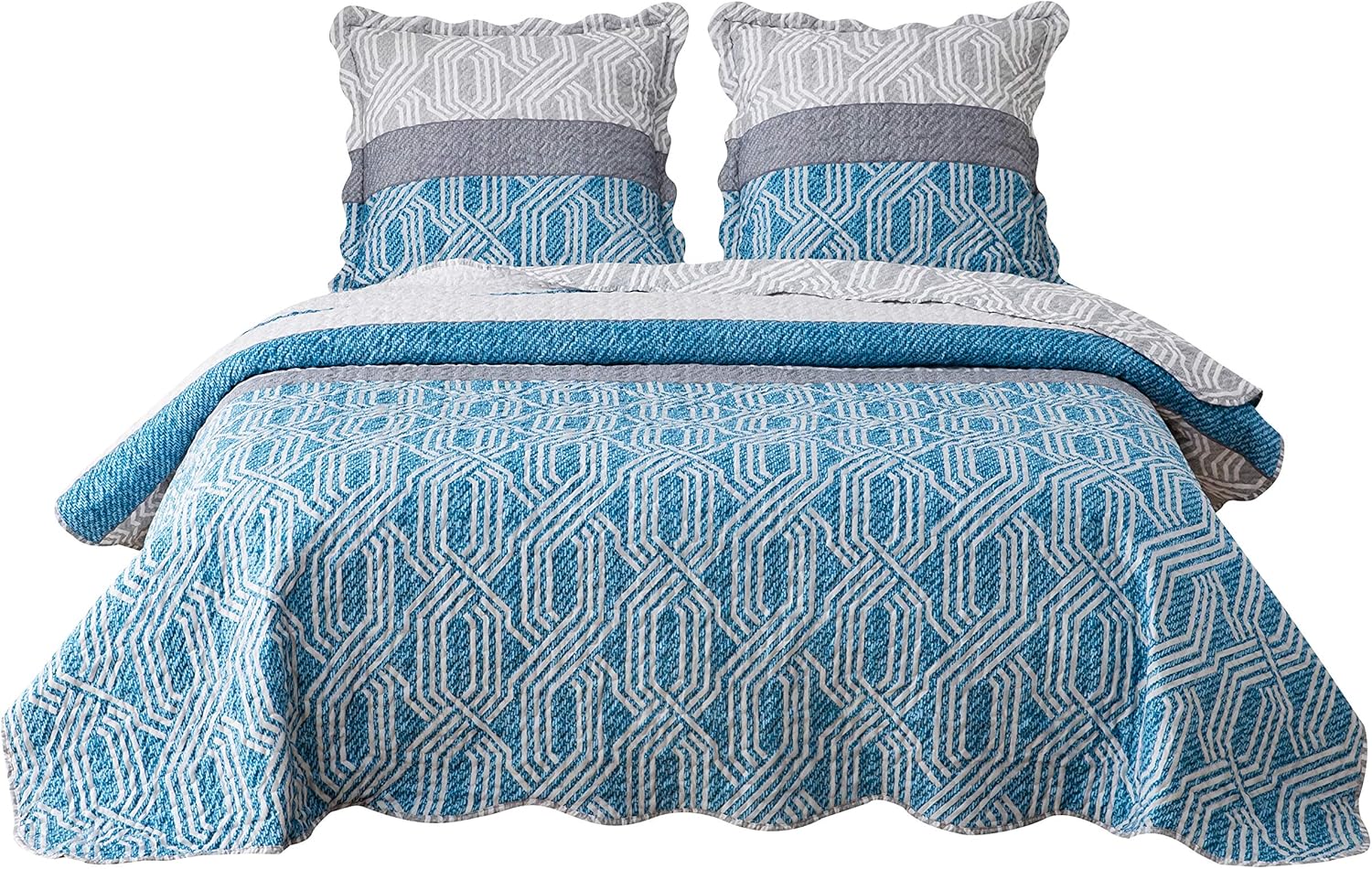 Quilted bedspread 220x240cm+2 pillowcases 63x63cm Anti-Mite Bedspread Boutis Duvet Pattern 15 … 8