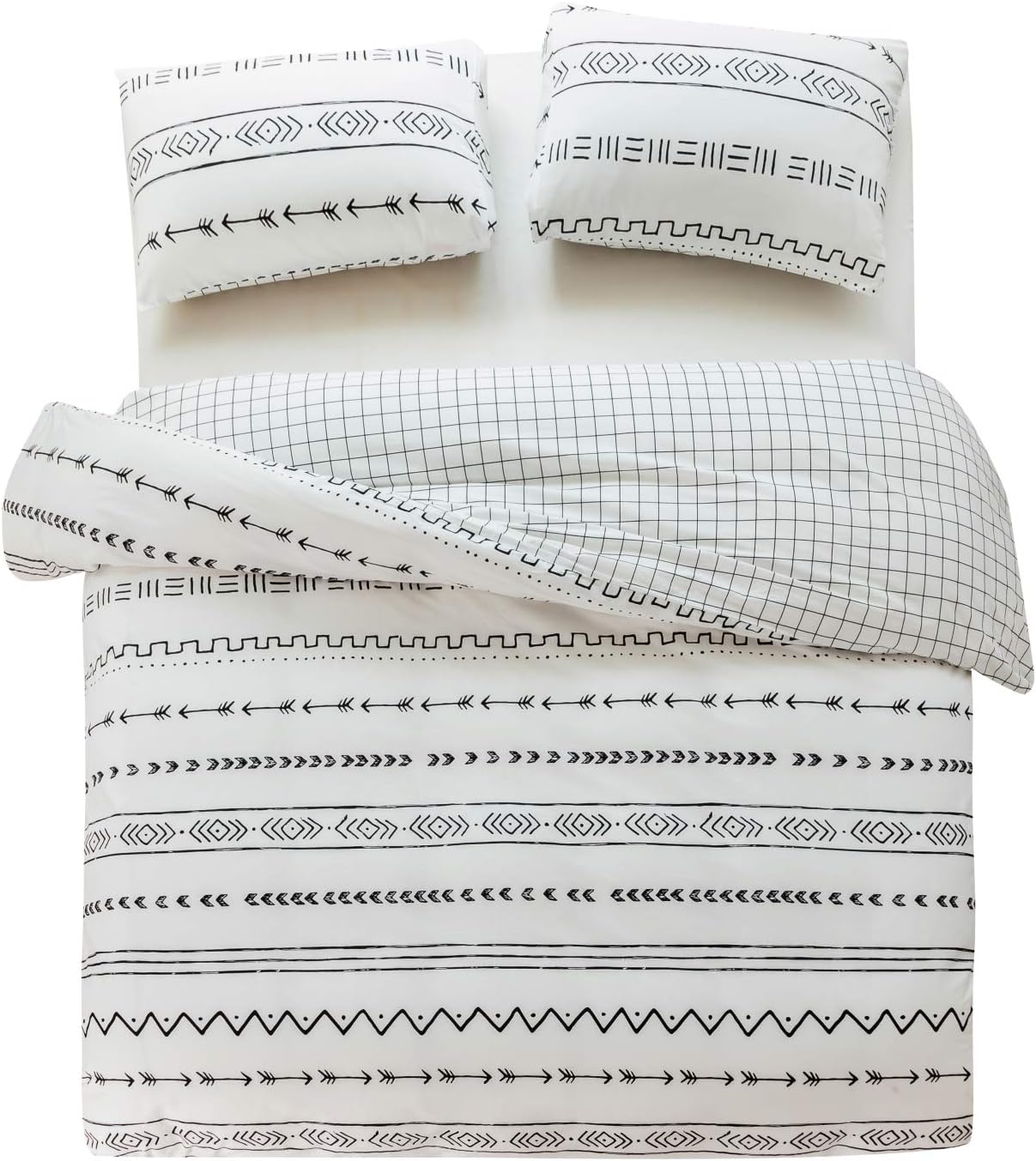 Cotton Duvet Cover Set 100% Cotton Coral 3 Pieces Queen Size Bohemian Style Breathable Durable Machine Washable 5