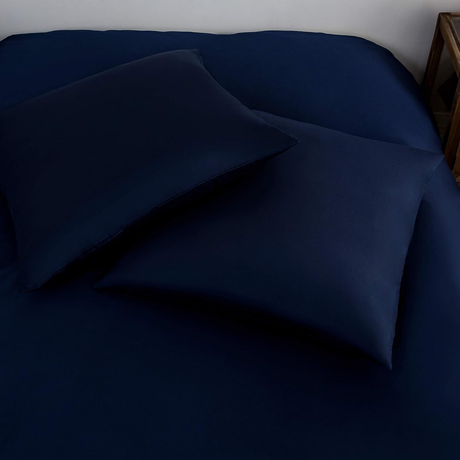 100% Cotton Duvet Cover Bedding Set 200 x 200 cm + Set of 2 Pillowcases 80x80cm Navy High-End 2 Person Zipper Closure 5