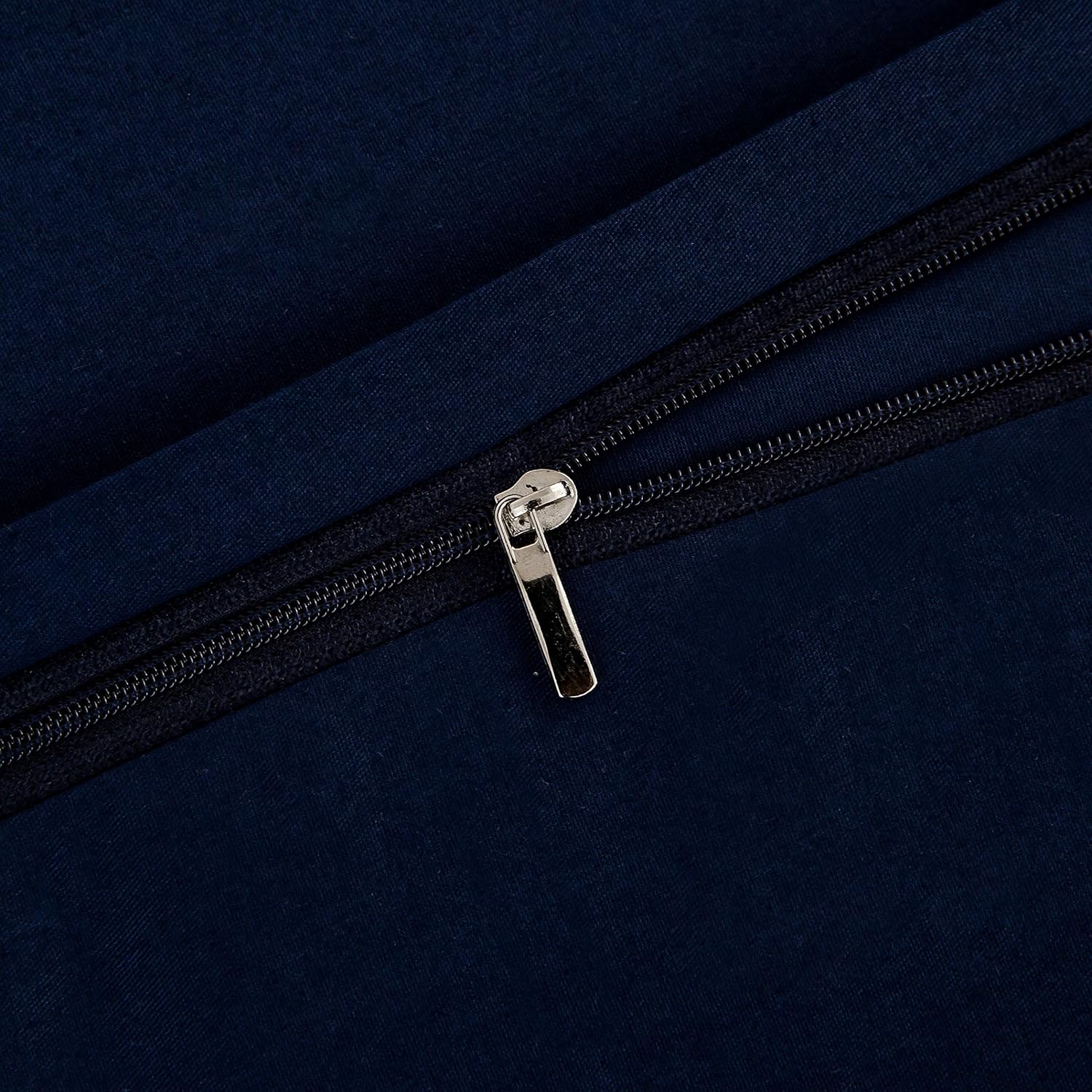100% Cotton Duvet Cover Bedding Set 200 x 200 cm + Set of 2 Pillowcases 80x80cm Navy High-End 2 Person Zipper Closure 7