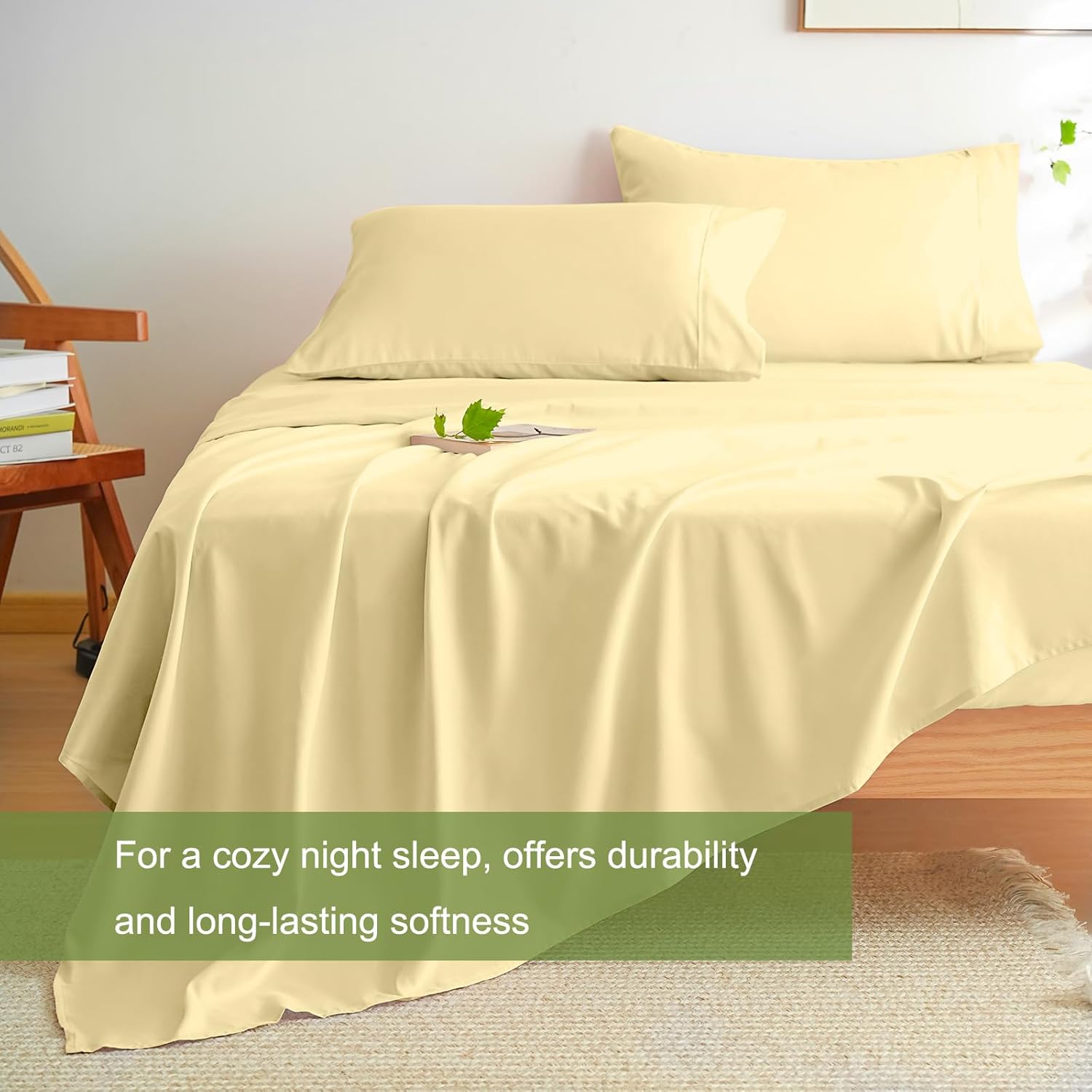 AYSW Bed Sheet Set 4 Pieces Double Brushed Microfiber 1800 - Breathable All Season Luxury Soft Bedding - Full Yellow 4
