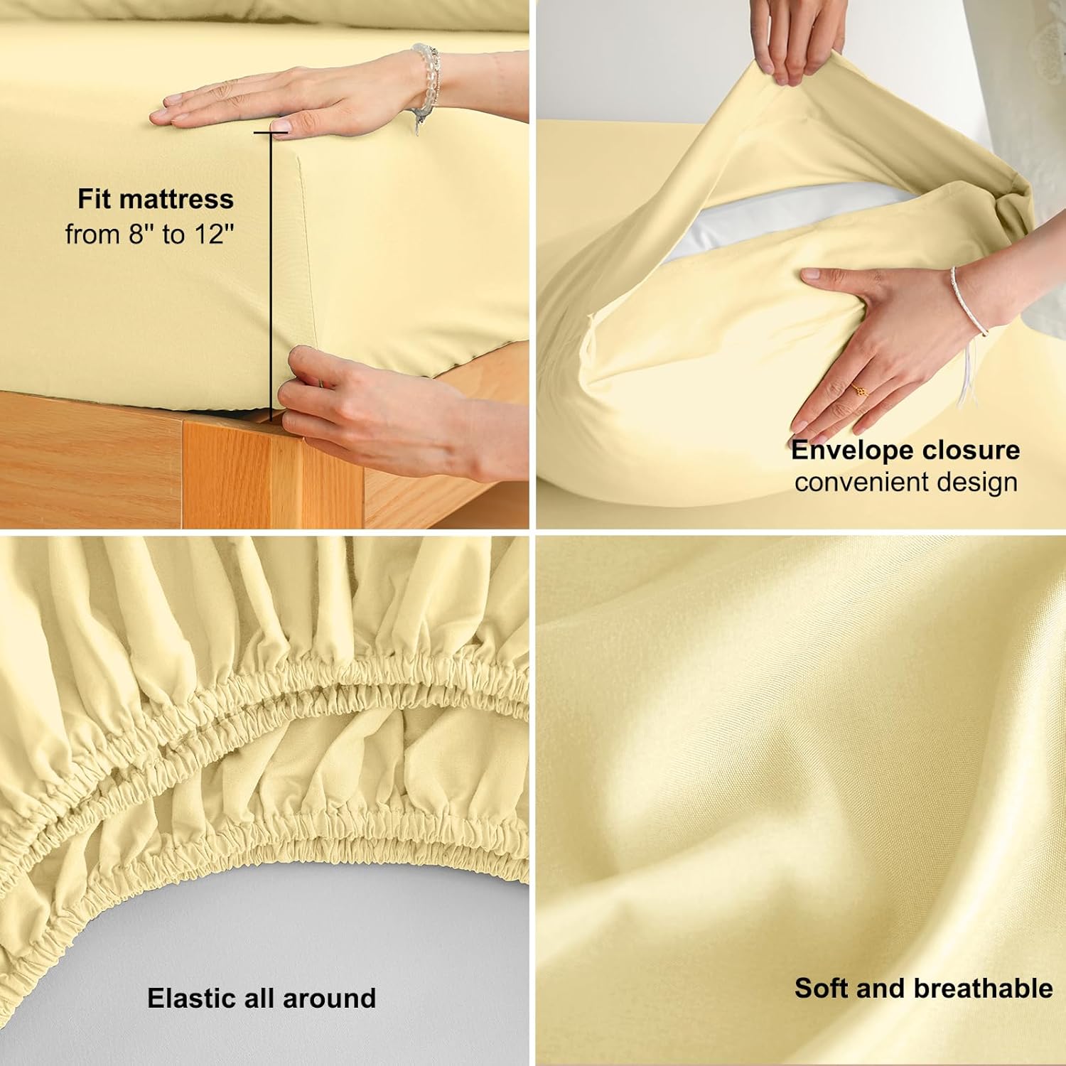 AYSW Bed Sheet Set 4 Pieces Double Brushed Microfiber 1800 - Breathable All Season Luxury Soft Bedding - Full Yellow 5