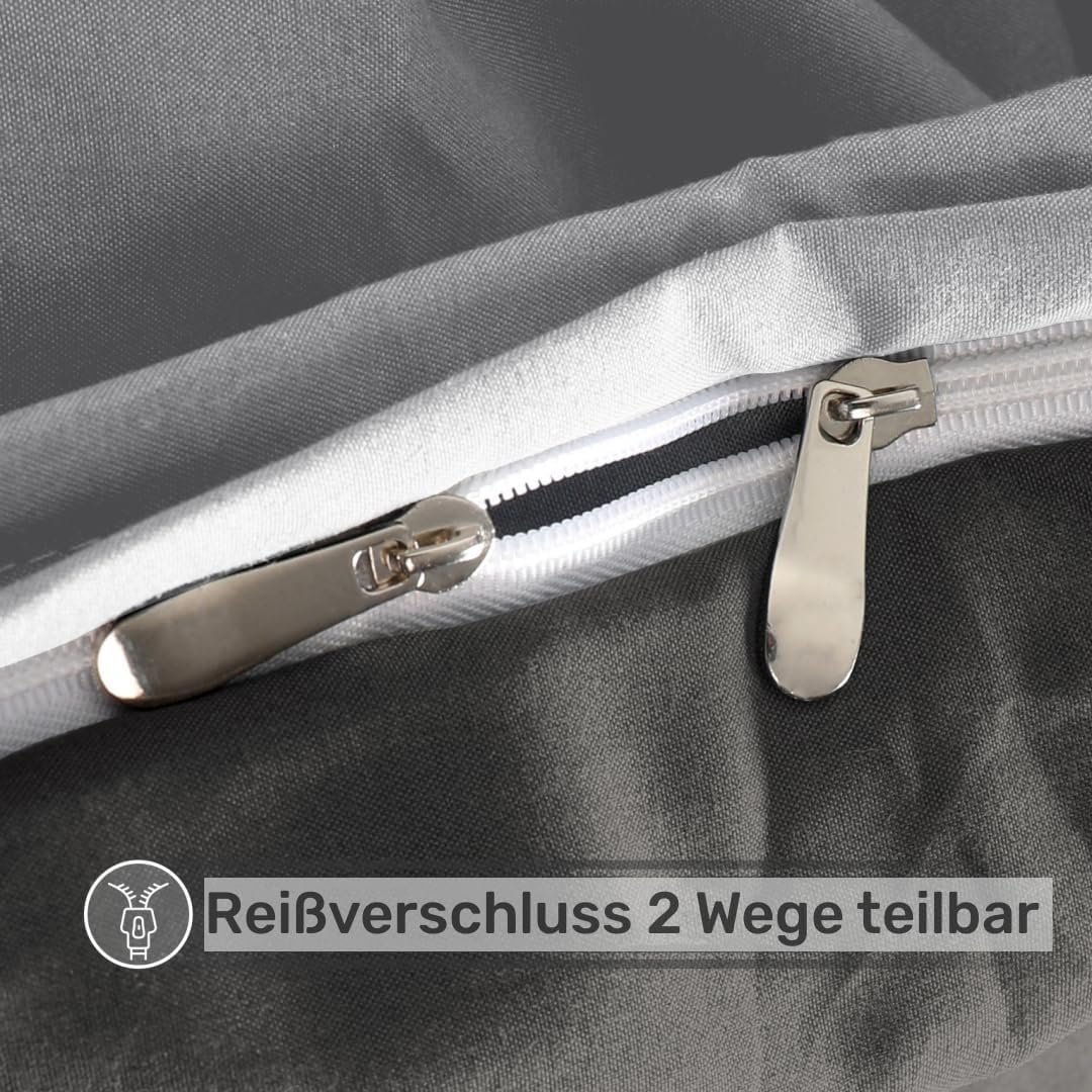 Bed linen brushed Microfiber 1 duvet cover 135x200cm + 1 pillowcase 80x80cm with zipper Dark grey/Light grey 5