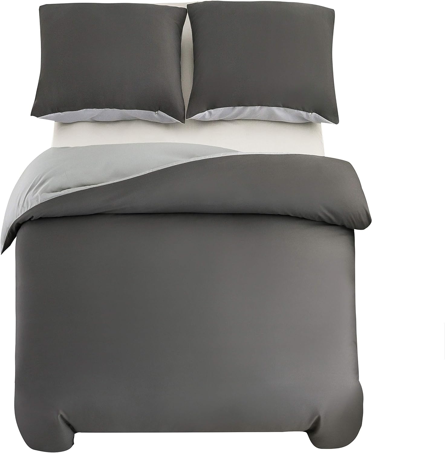 Bed linen brushed Microfiber 1 duvet cover 135x200cm + 1 pillowcase 80x80cm with zipper Dark grey/Light grey 4
