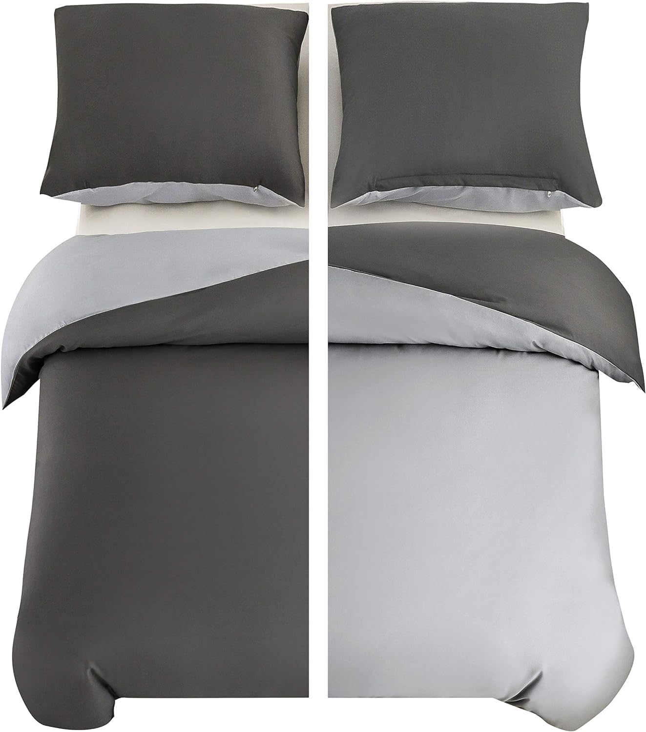 Bed linen brushed Microfiber 1 duvet cover 135x200cm + 1 pillowcase 80x80cm with zipper Dark grey/Light grey 3