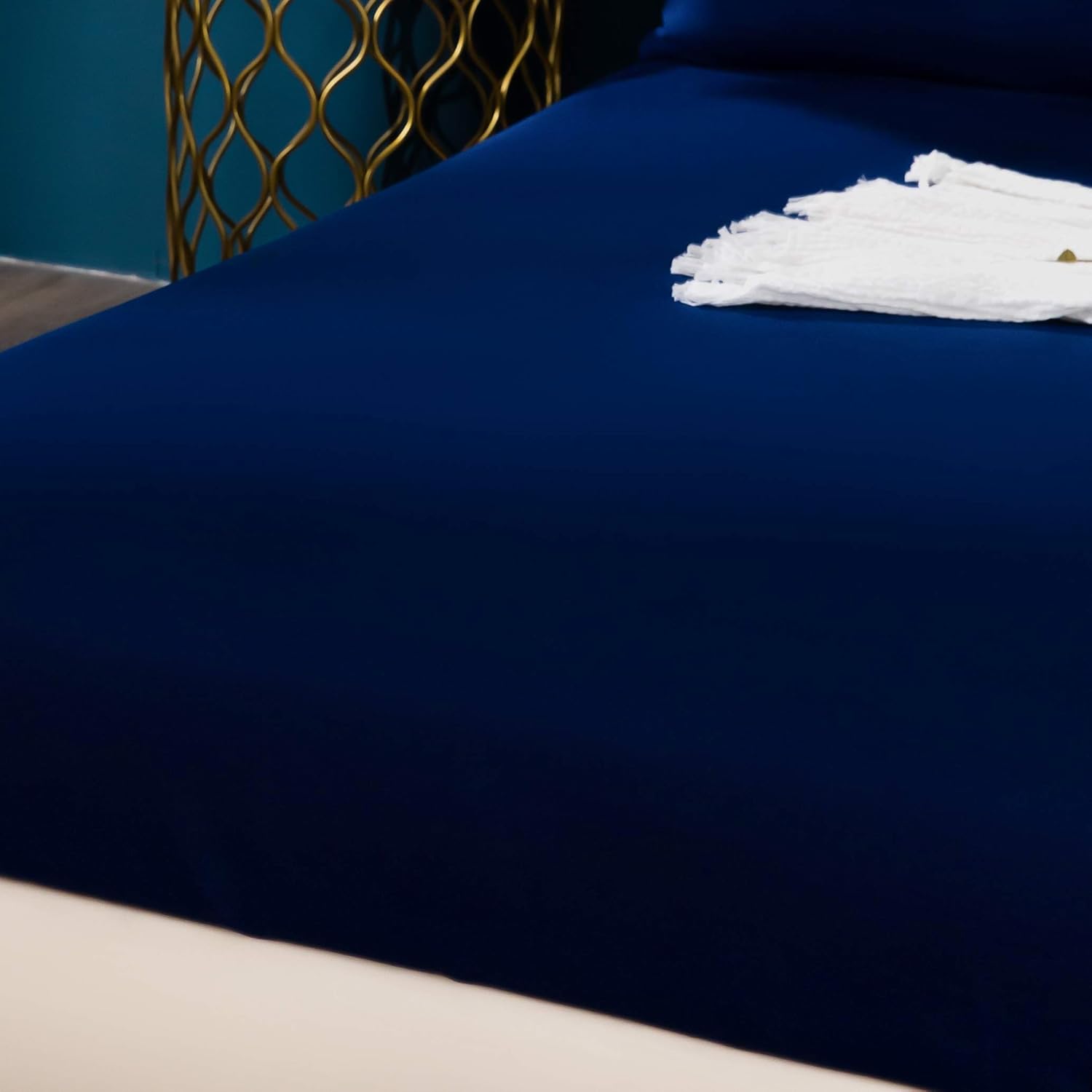 Microfiber, Dark Blue Premium Fitted Sheet 160x200cm, Fitted Sheet with All-around Elastic for Children and Adults 4