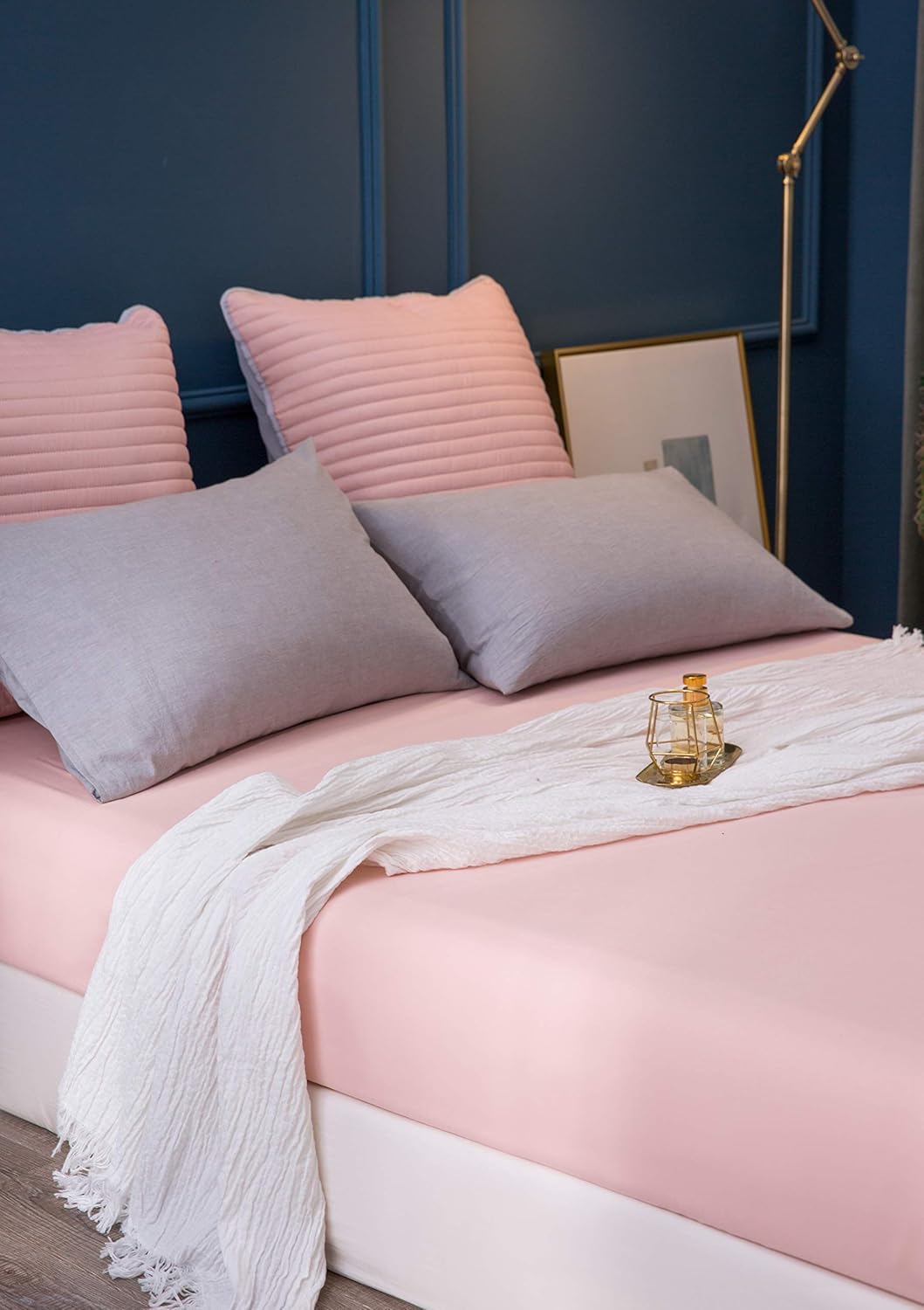 Microfiber, Pink Premium Fitted Sheet 160x200cm, Fitted Sheet with All-around Elastic for Children and Adults 4