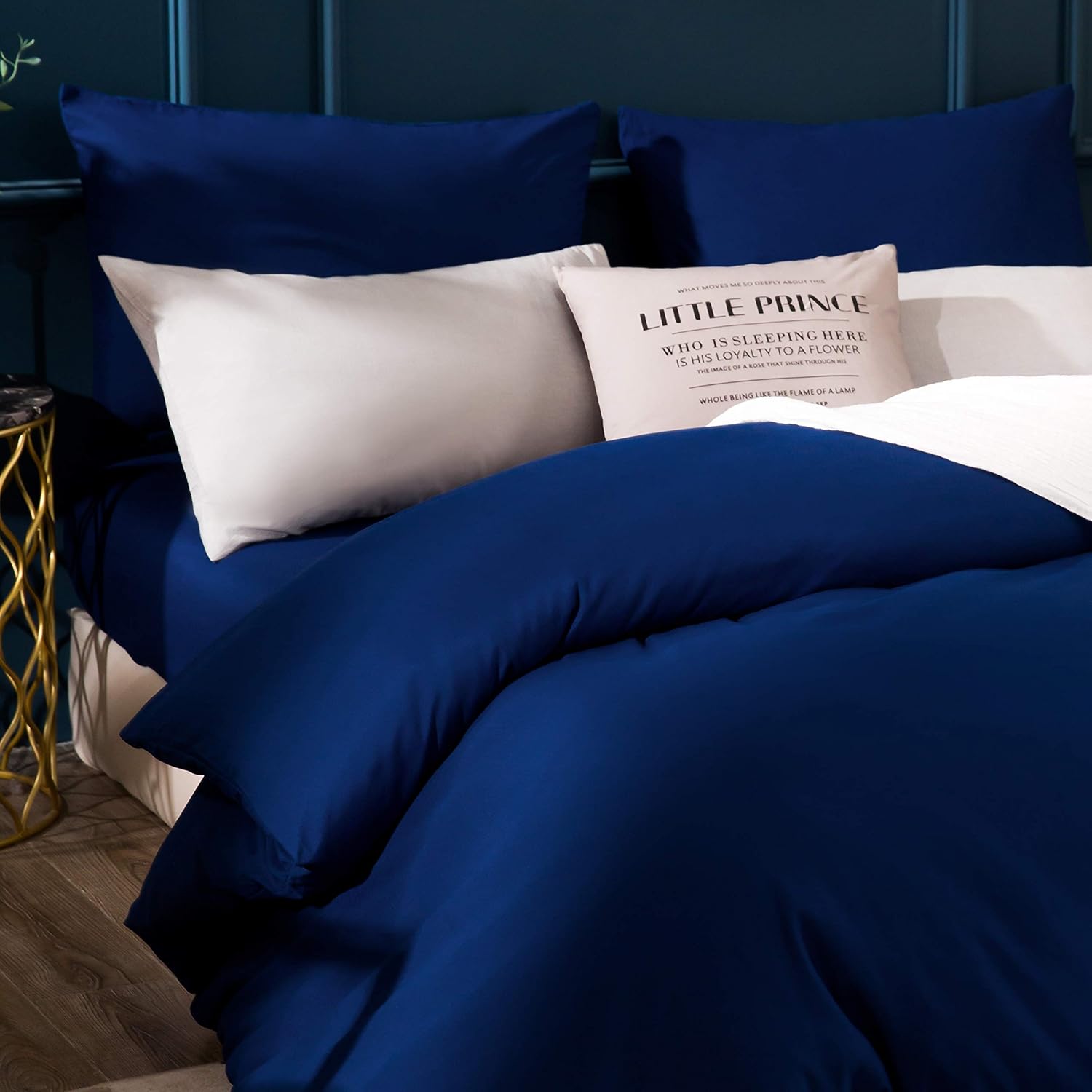 Bed linen brushed Microfiber 1 duvet cover 220x240cm + 2 pillowcase 80x80cm with zipper Dark blue 2