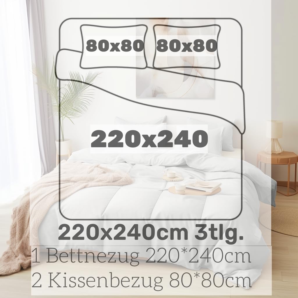 Bed linen brushed Microfiber 1 duvet cover 220x240cm + 2 pillowcase 80x80cm with zipper Dark blue 6