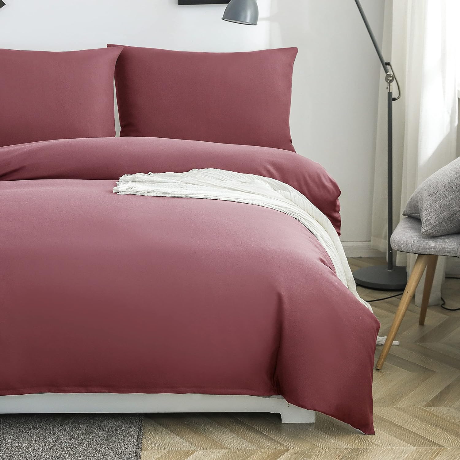 Bed linen brushed Microfiber 1 duvet cover 135x200cm + 1 pillowcase 80x80cm with zipper Old Rose/Khaki 2