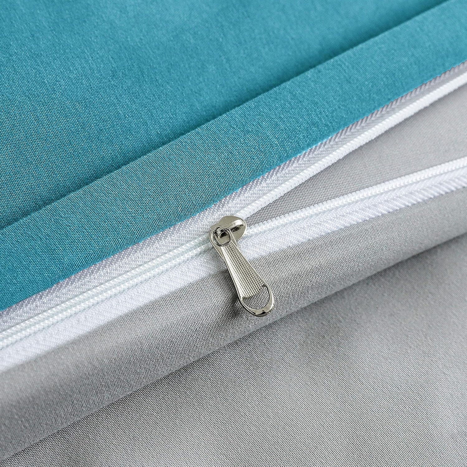 Bed linen brushed Microfiber 1 duvet cover 135x200cm + 1 pillowcase 80x80cm with zipper Sea blue/Light grey 6