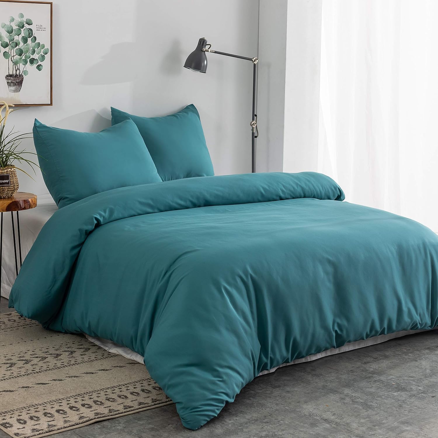 Bed linen brushed Microfiber 1 duvet cover 200x220cm + 2 pillowcase 80x80cm with zipper Sea blue 2