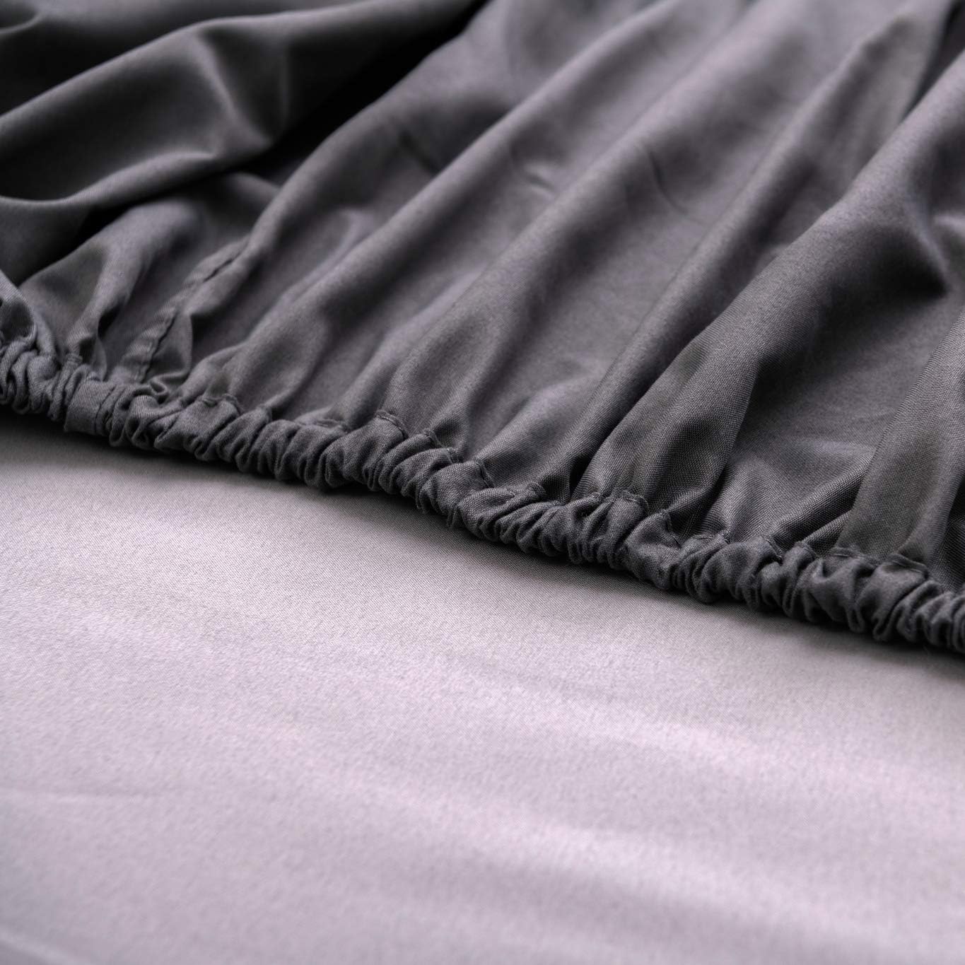 Warm Extra Deep Fitted Sheet 16" (40 cm) Super King Size Bedding Brushed Microfiber Breathable Grey 7