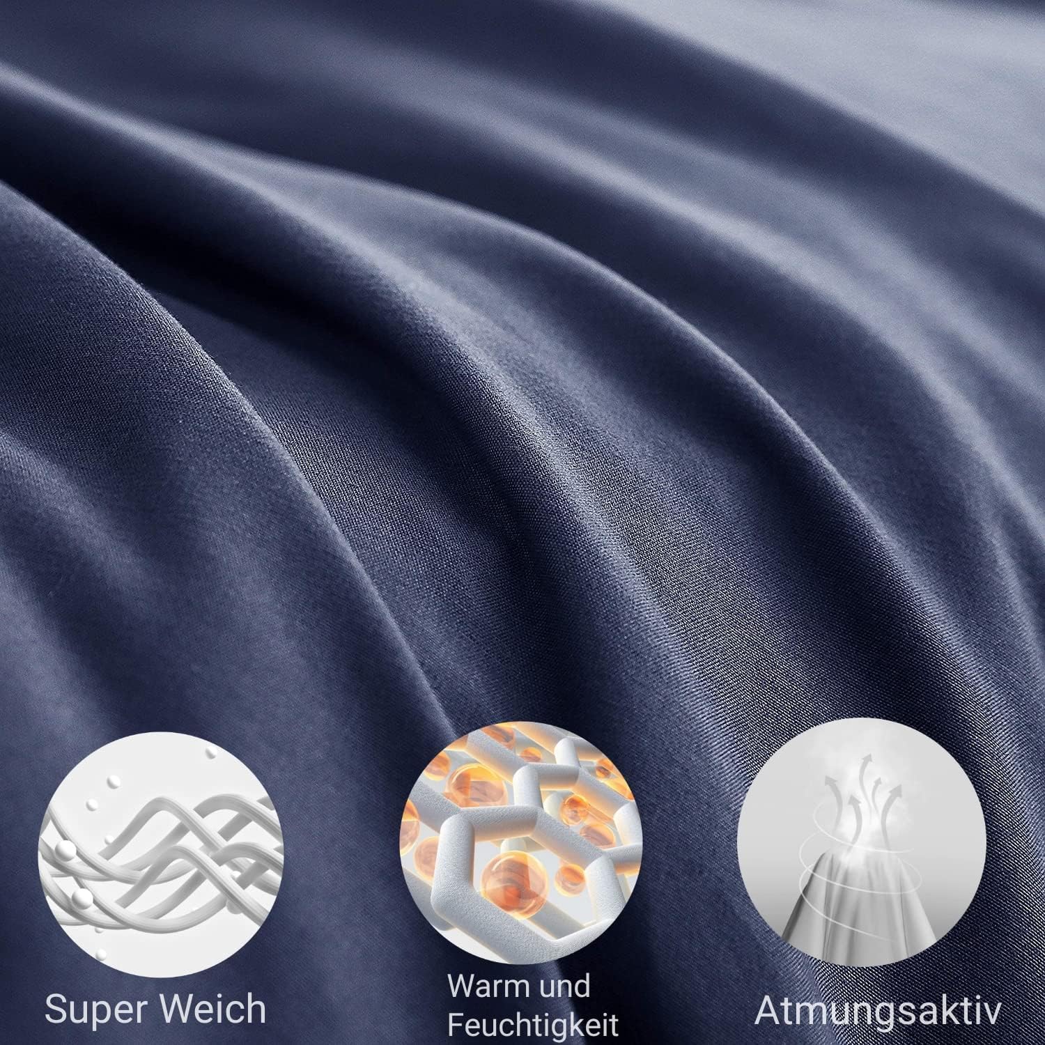 Bed linen brushed Microfiber 1 duvet cover 135x200cm + 1 pillowcase 80x80cm with zipper Navy blue/Light grey 3