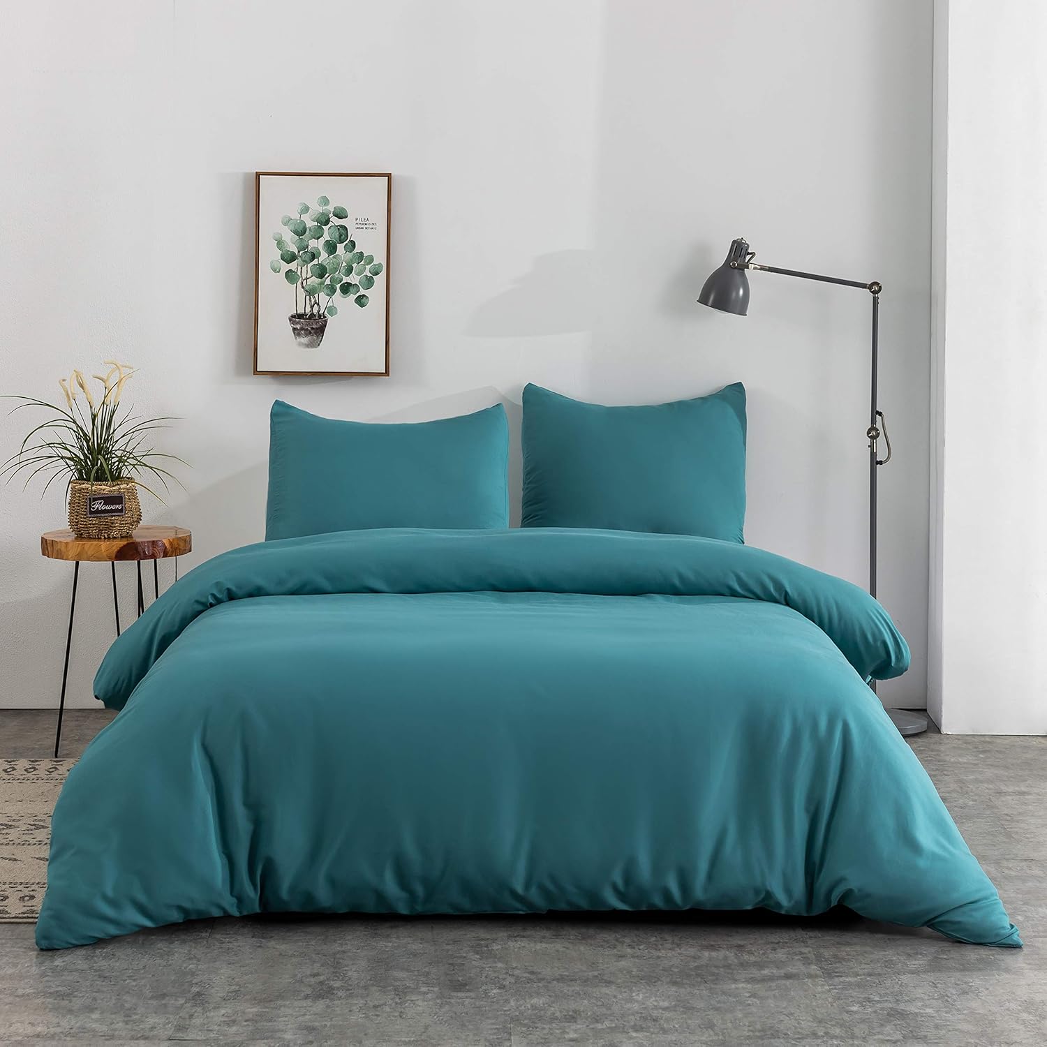 Bed linen brushed Microfiber 1 duvet cover 135x200cm + 1 pillowcase 80x80cm with zipper Navy blue/Light grey 9