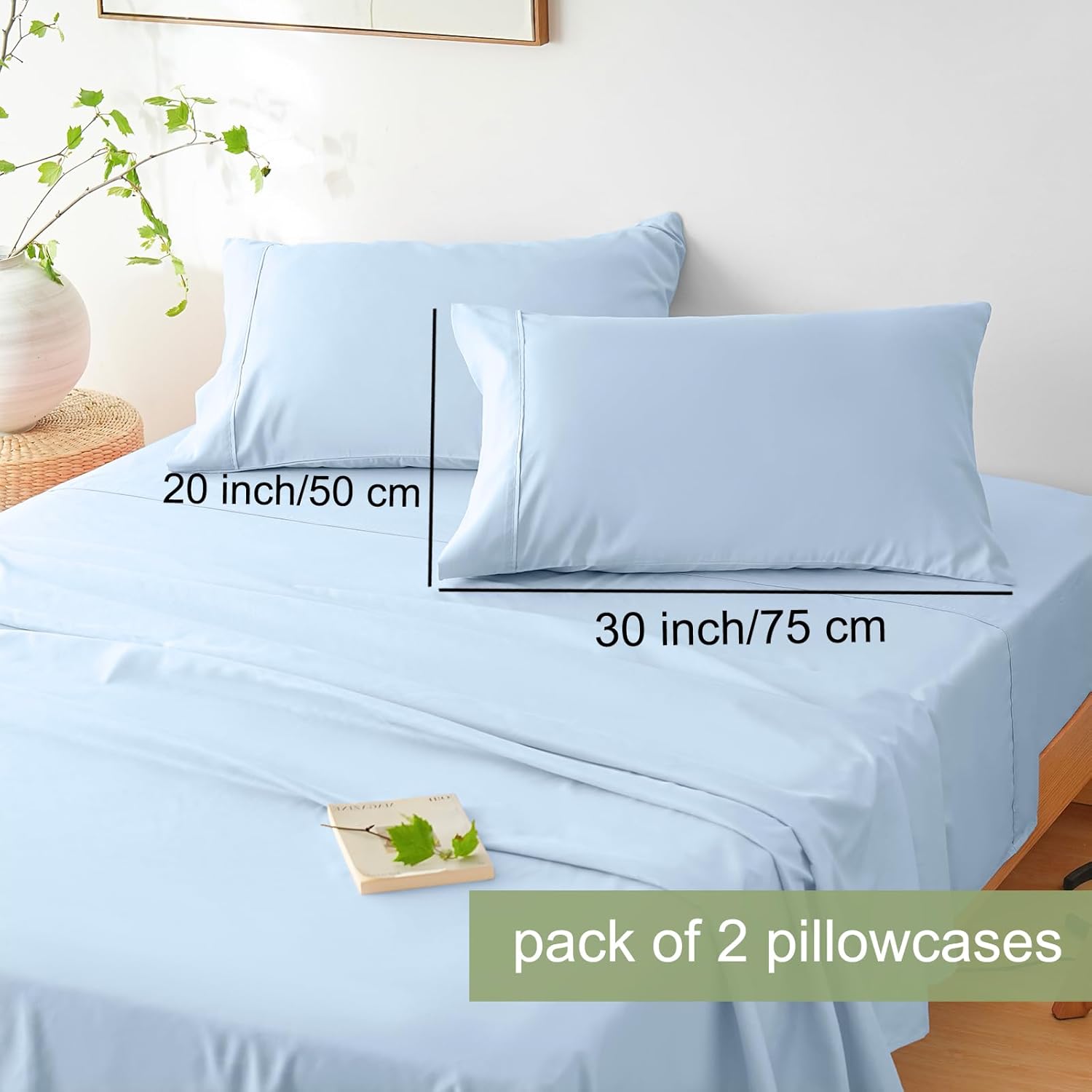 AYSW Bed Sheet Set 3 Pieces Twin Size - Double Brushed Microfiber 1800 - Ultra Soft & Breathable All Season Luxury Bedding - Light Blue 4