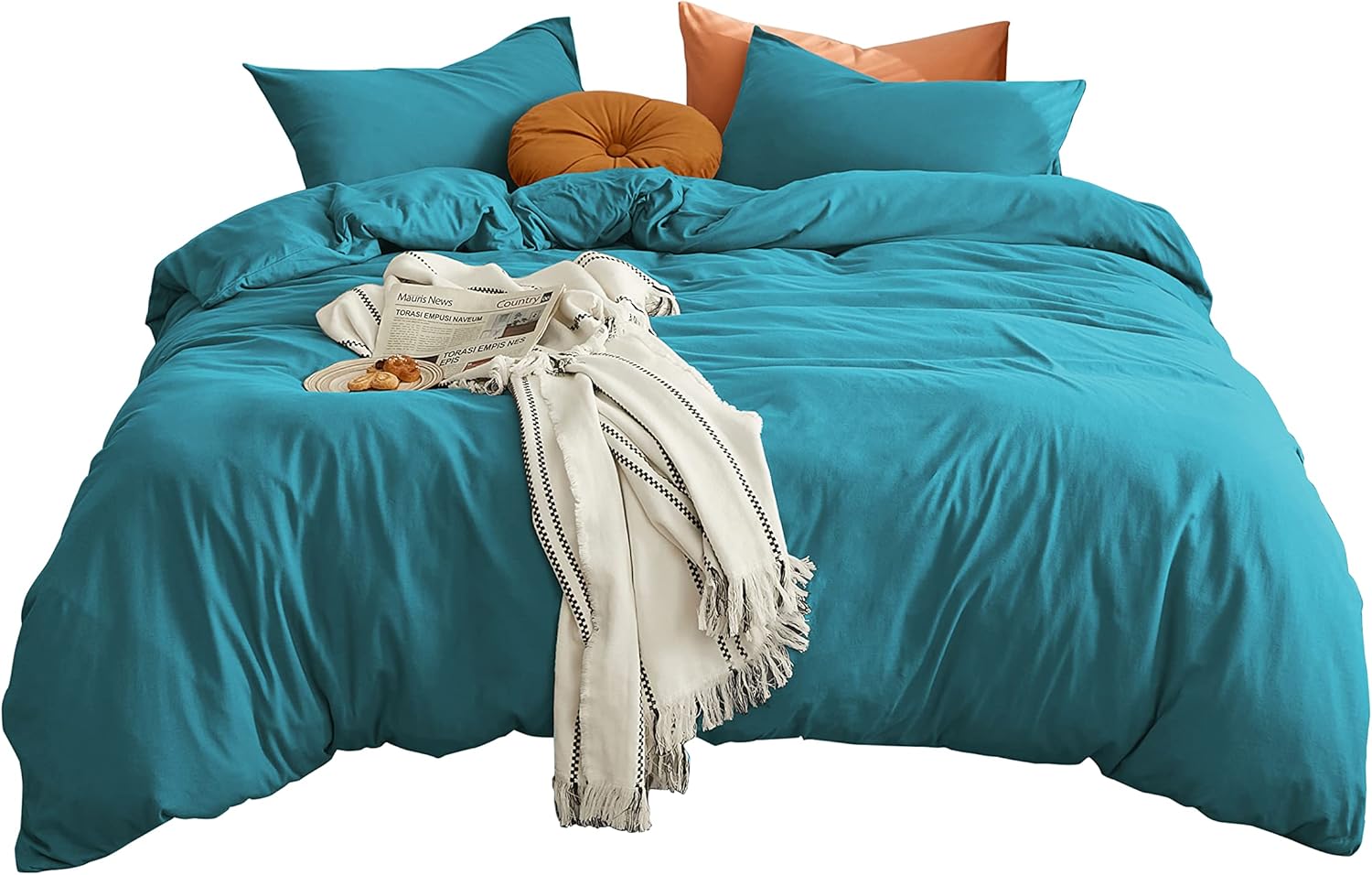 AYSW Duvet Cover 140x190/200cm+1 Pillowcases 65x65cm Blue Lake Bedding Set 1 Person 100 Threads/cm² in Microfiber with Zipper 5