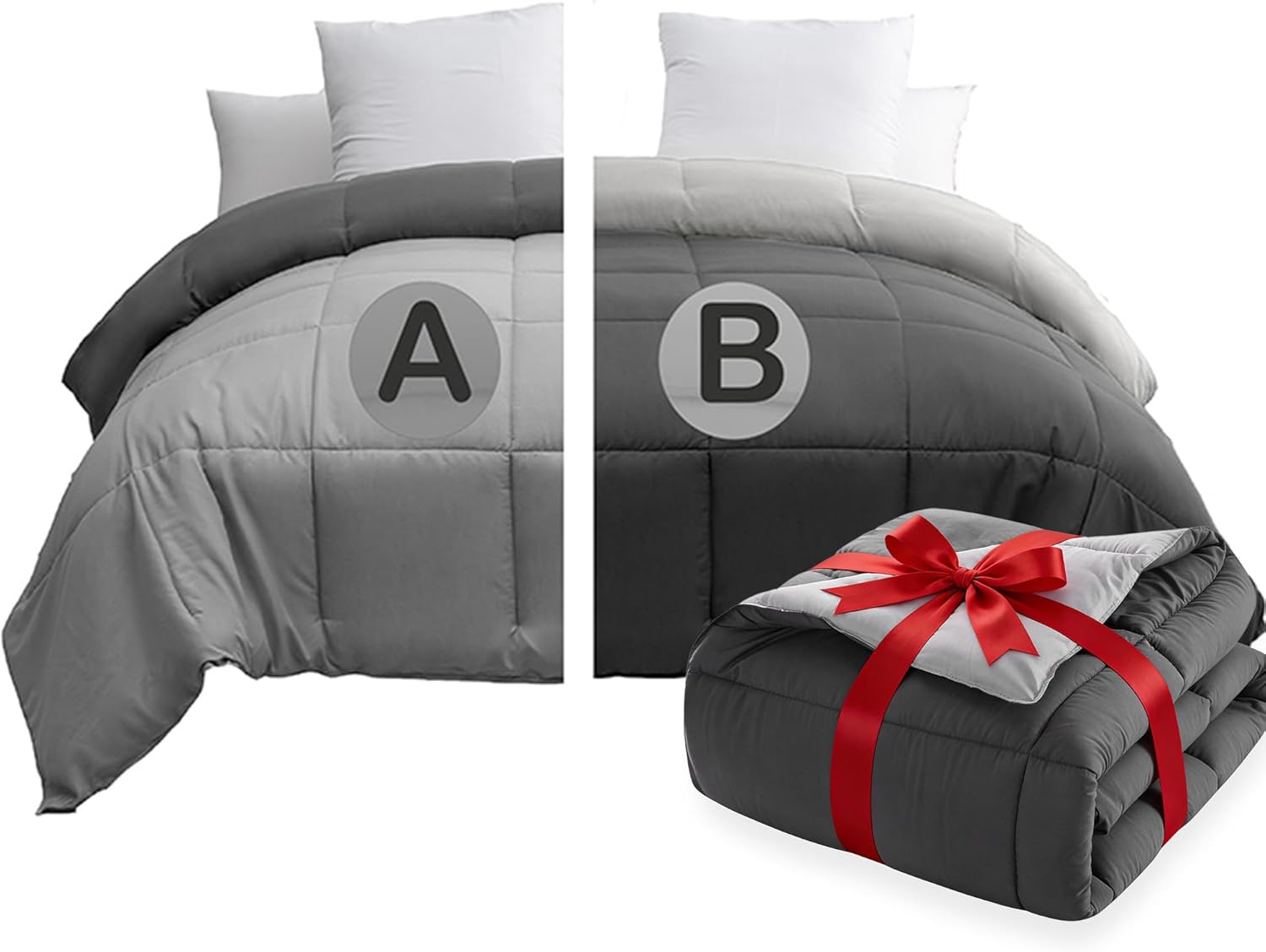 Warm King Coverless Duvet Comforter and Anti Allergy All Season Grey and Teal NO Pillowcases Only Quilt 10.5 Tog Duvet 10