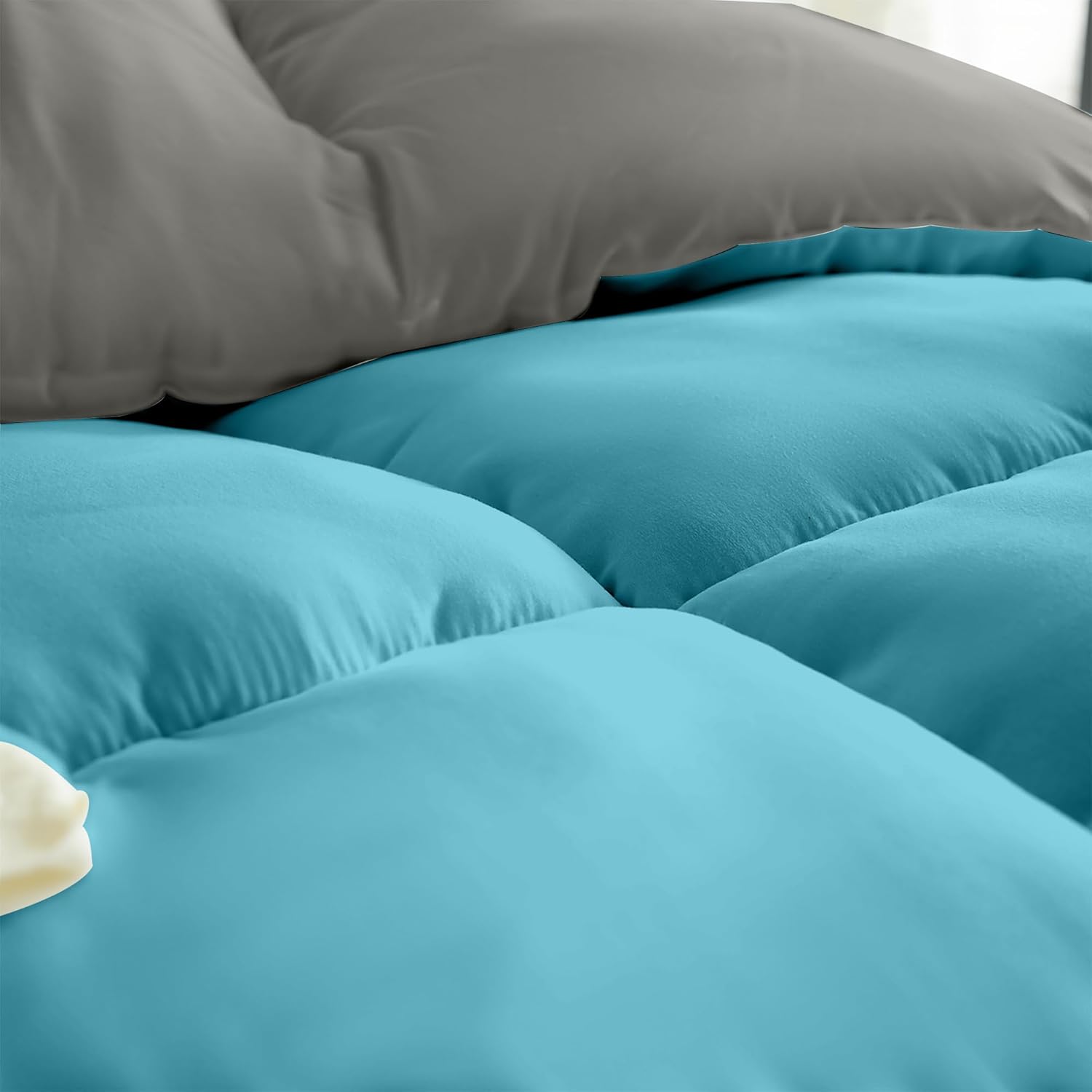 Warm King Coverless Duvet Comforter and Anti Allergy All Season Grey and Teal NO Pillowcases Only Quilt 10.5 Tog Duvet 6