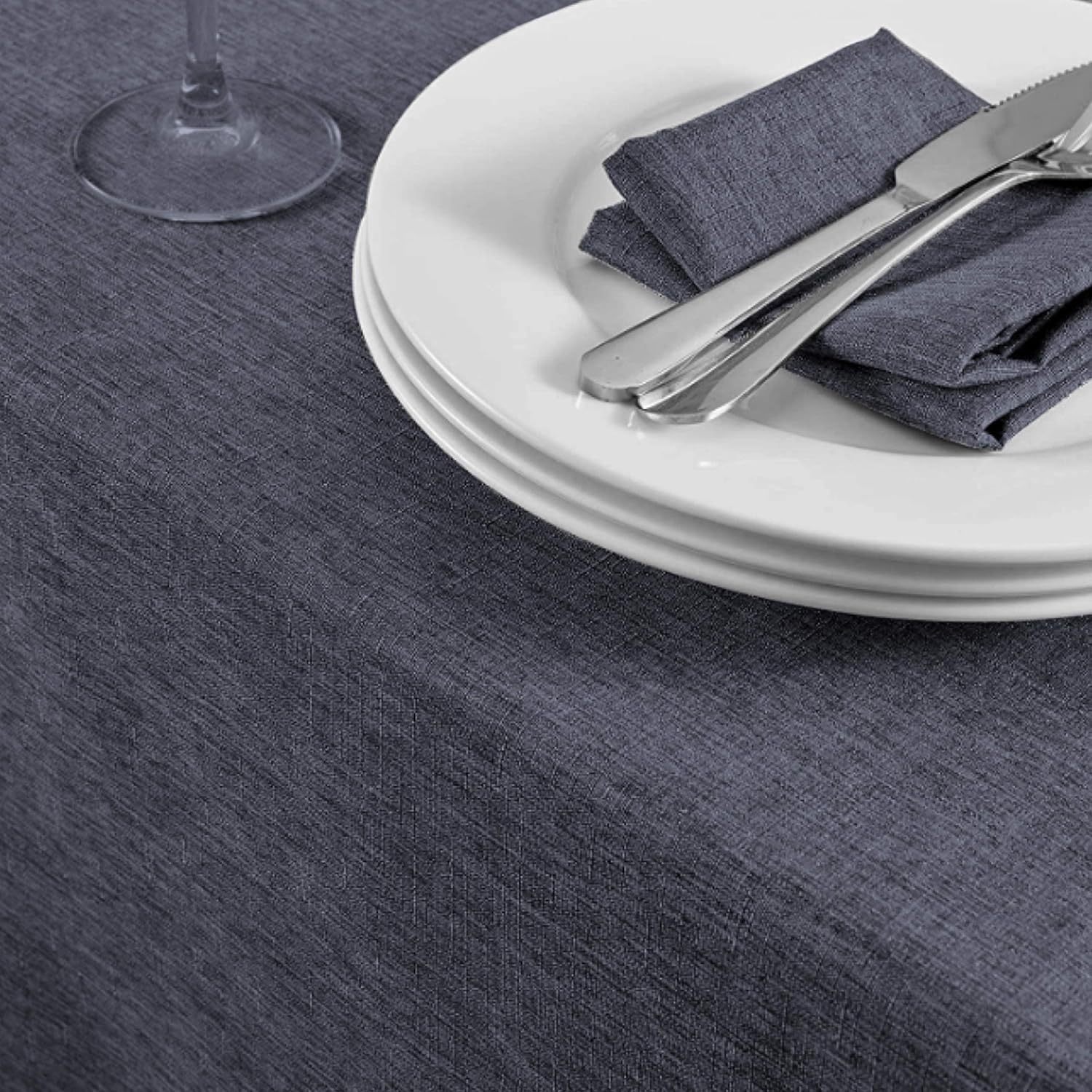 Tablecloth Table Linen Easy Care Linen Look Water Repellent Table Linen 130×160cm Grey 3