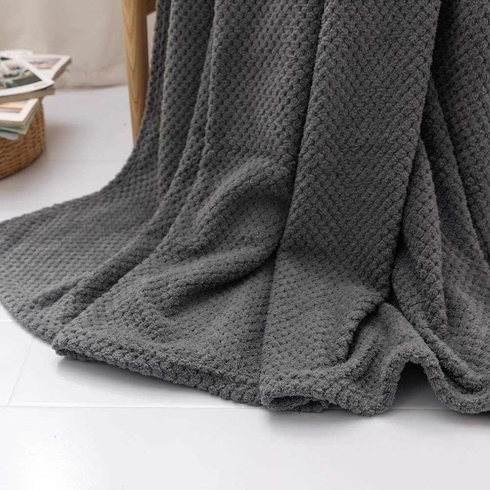 Waffle Blanket Throws Teddy Bear Flannel Fleece Throw Blankets 220X240cm Fluffy Ball Warm Bed Throw for Sofa Grey 3