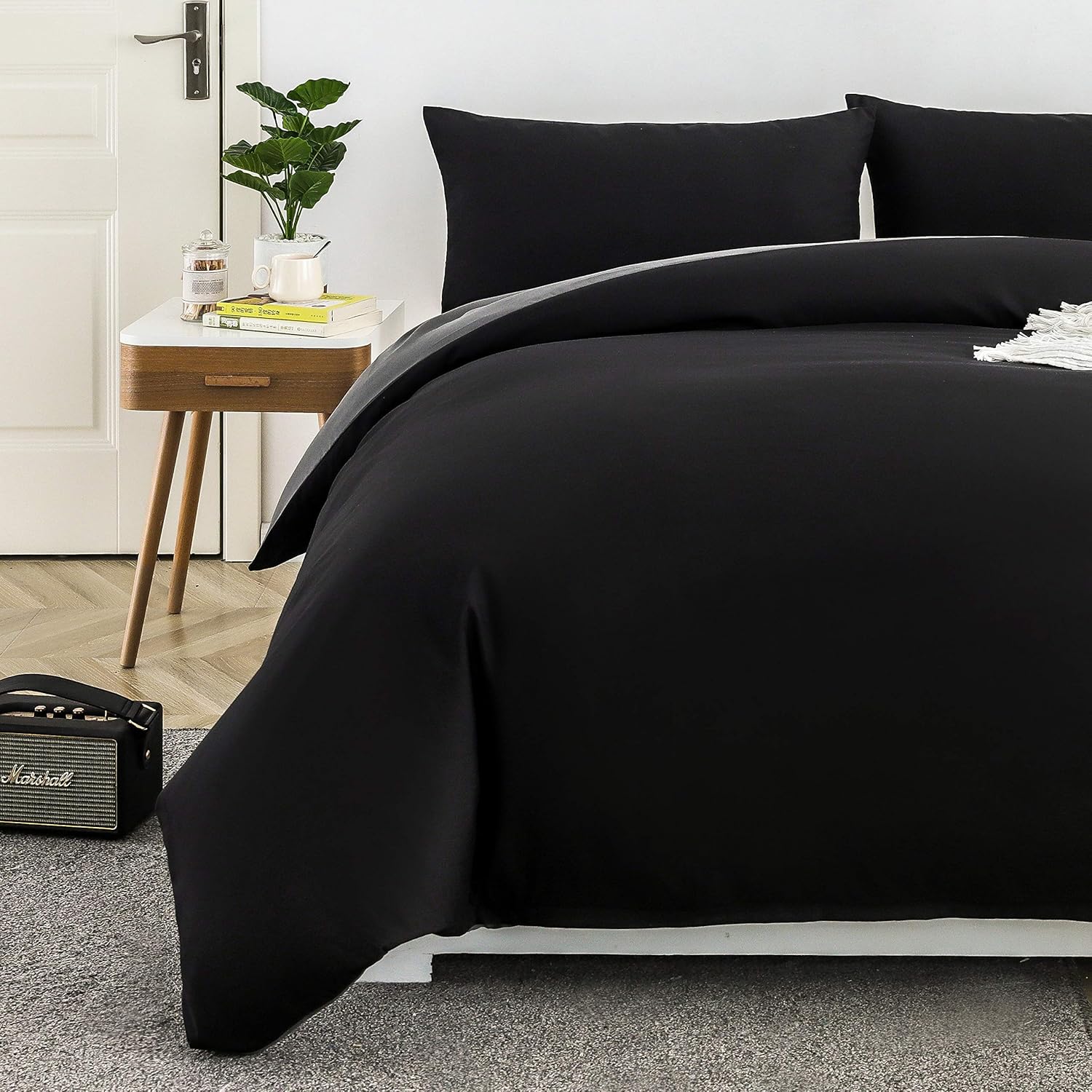 AYSW Set Bettwäsche Doppelbett aus Mikrofaser - 1 Bettbezug 220x240 Grigio + 2 Kissenbezüge 50x80cm Grigio 2