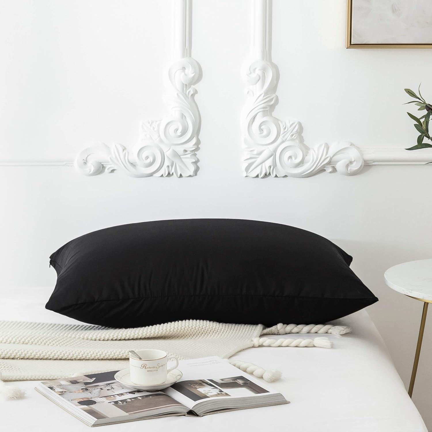 AYSW Set Copripiumino Matrimoniale in Microfibra - 1 Copripiumino 250x200 Nero in Microfibra + 2 federe 50x80cm Nero 4