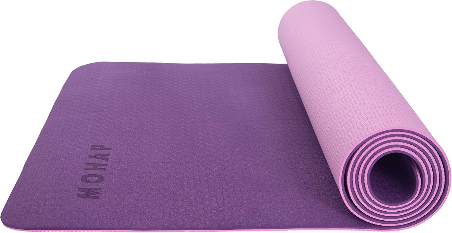 AYSW Yogamatte Gymnastikmatte Trainingsmatte Übungsmatte rutschfest schadstofffrei für Fitness Pilates & Gymnastik mit Tragegurt, 183 x 61 x 0,6 cm, Lila 4