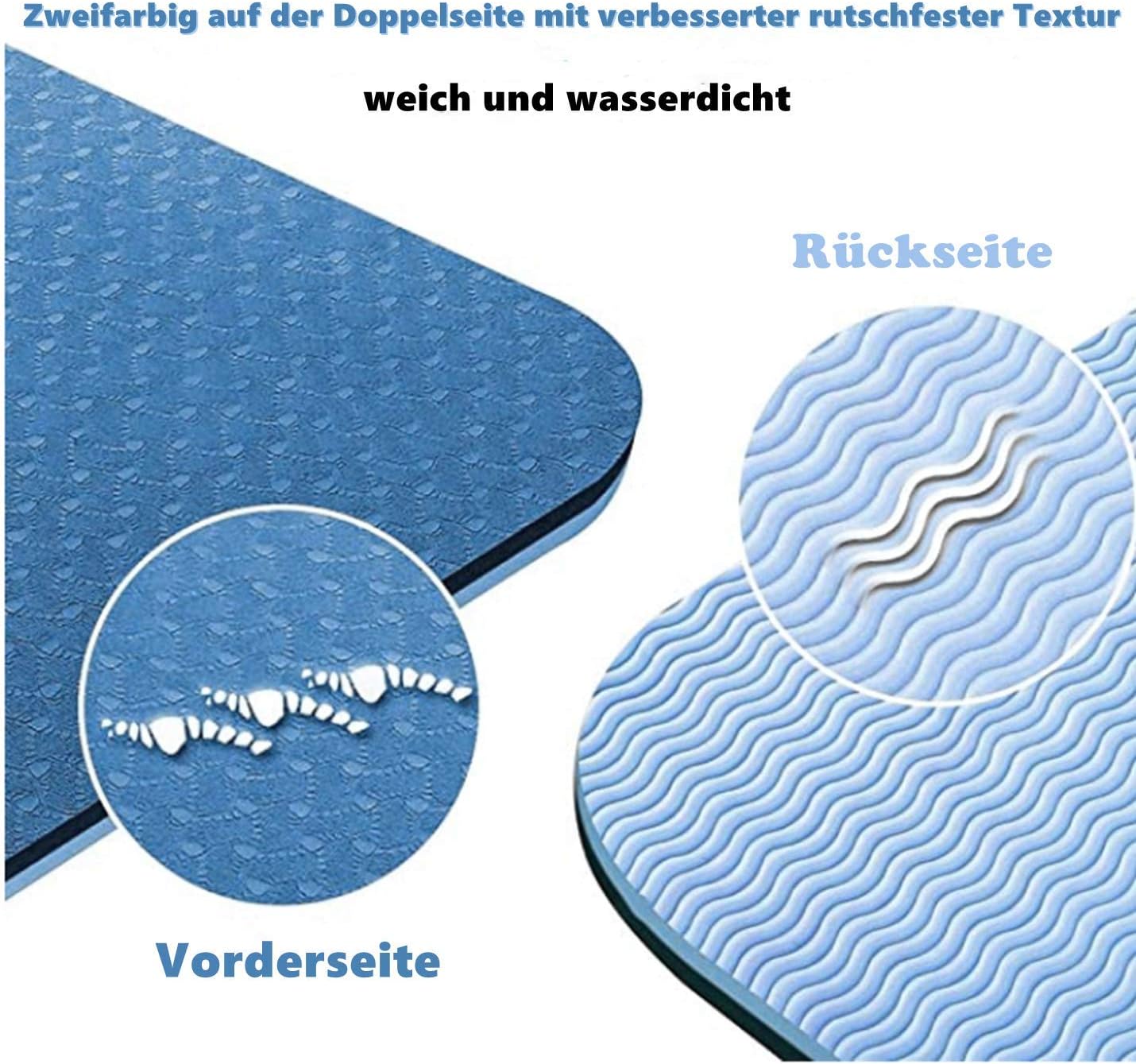 AYSW Yogamatte Gymnastikmatte Trainingsmatte Übungsmatte rutschfest schadstofffrei für Fitness Pilates & Gymnastik mit Tragegurt,183 x 61 x 0,6cm,Blau 2