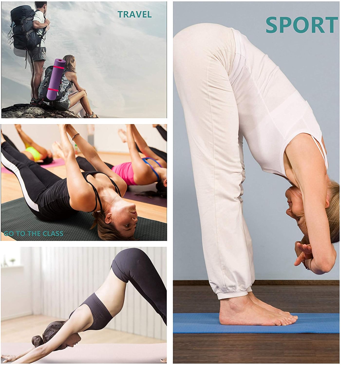 AYSW Tapis de Yoga en TPE par SGS Certifié Double Face avec Sac de Transport et Bandoulière 183x61x0.6 Antidérapant et Durable Tapis Violet d'exercice pour Sport au Sol, Gym, Yoga Pilates et Fitness 8