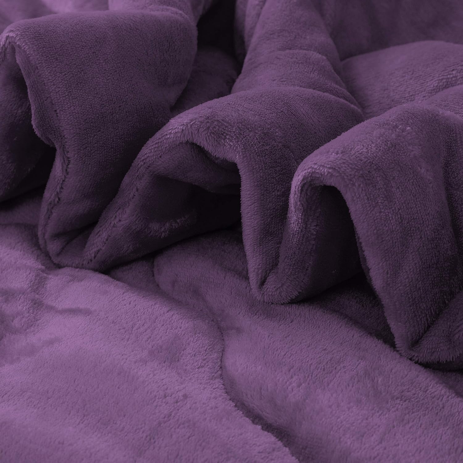 Bettdecke mit Flanell Fleece 220x240cm für Winter, Mikrofaser Steppdecke mit Füllgewicht Ca.2500g, warm Bettdecke Flanell Lila 6