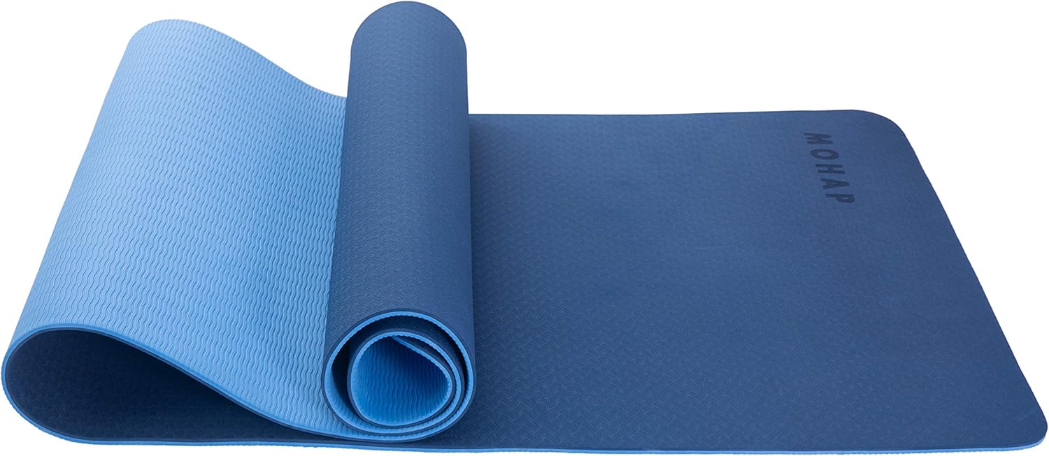 AYSW Tapis de Yoga en TPE par SGS Certifié Double Face avec Sac de Transport et Bandoulière 183x61x0.6 Antidérapant et Durable Tapis Bleu d'exercice pour Sport au Sol, Gym, Yoga Pilates et Fitness 2