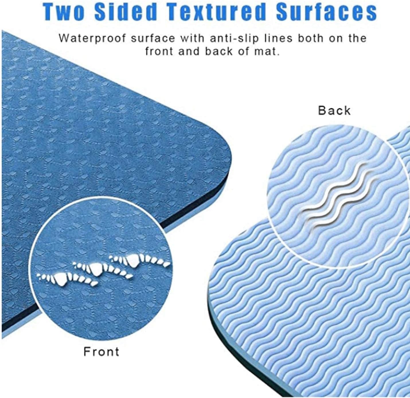 AYSW Tapis de Yoga en TPE par SGS Certifié Double Face avec Sac de Transport et Bandoulière 183x61x0.6 Antidérapant et Durable Tapis Bleu d'exercice pour Sport au Sol, Gym, Yoga Pilates et Fitness 6