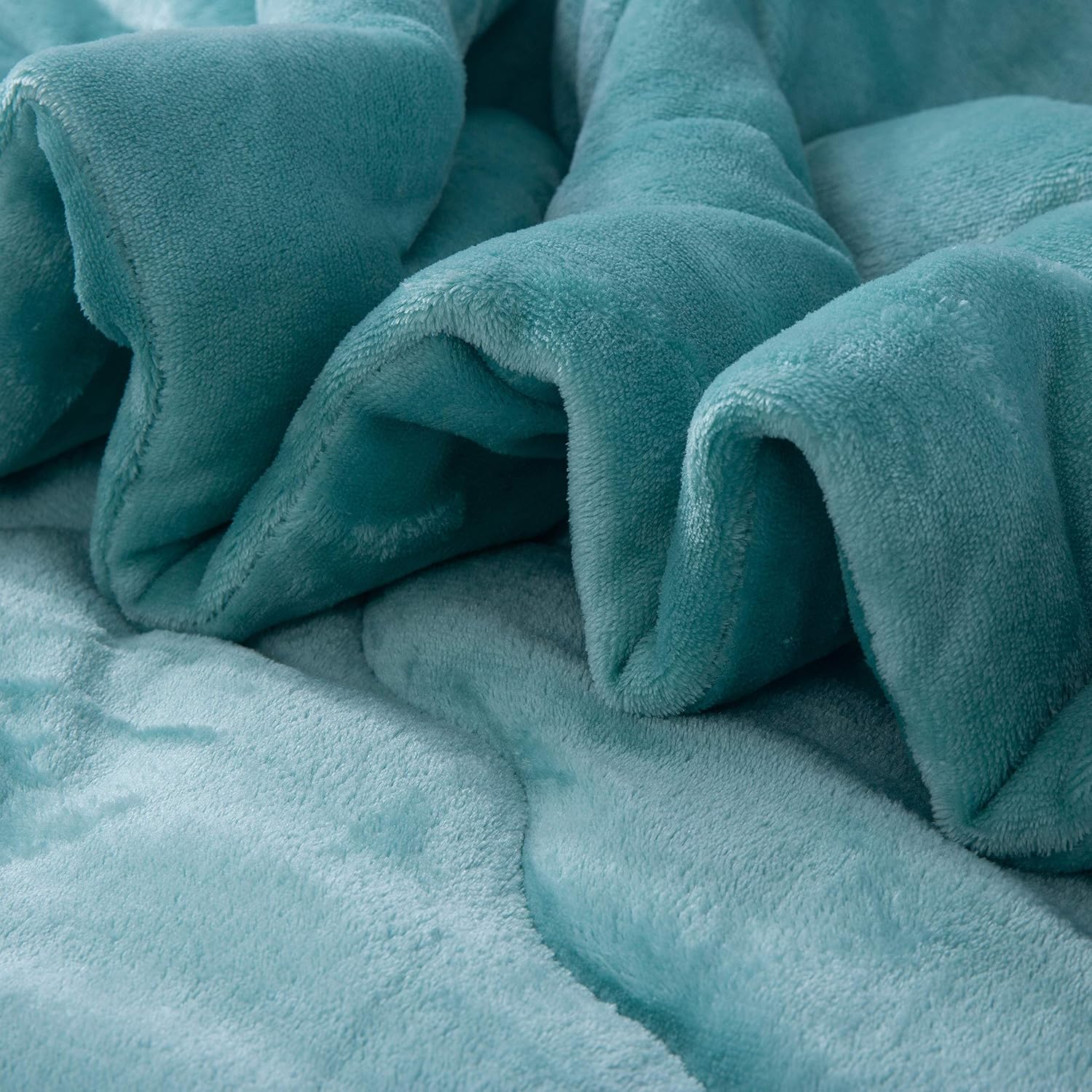 Duvet with flannel fleece 200x200cm, microfiber quilt with filling weight approx. 2400g, sea blue 6