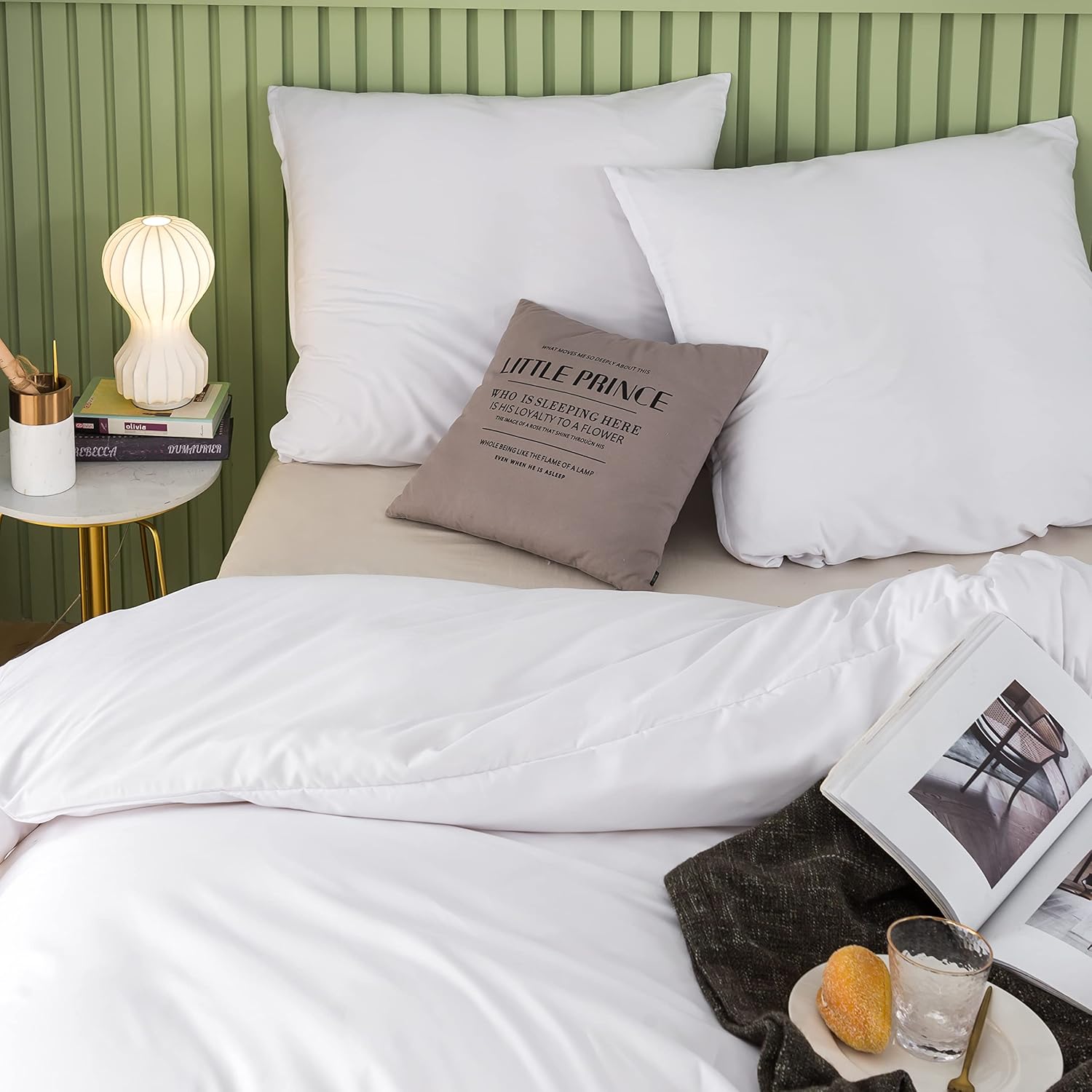 Bed linen 135x200 cm with zipper Super Soft 100% brushed microfiber with a quality of 110 g/m², 1 pillowcase 80x80 cm Cream White 5
