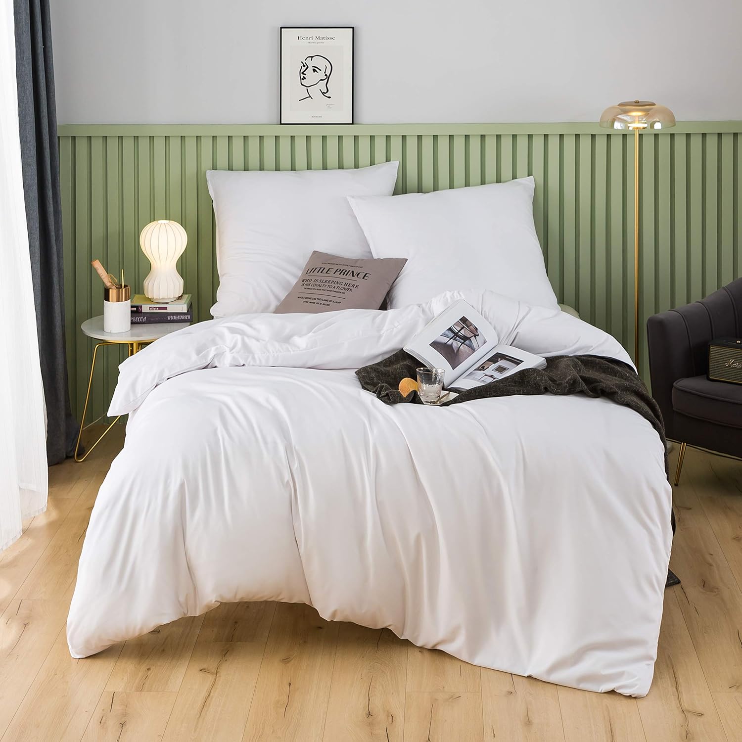 Bed linen 135x200 cm with zipper Super Soft 100% brushed microfiber with a quality of 110 g/m², 1 pillowcase 80x80 cm Cream White 2