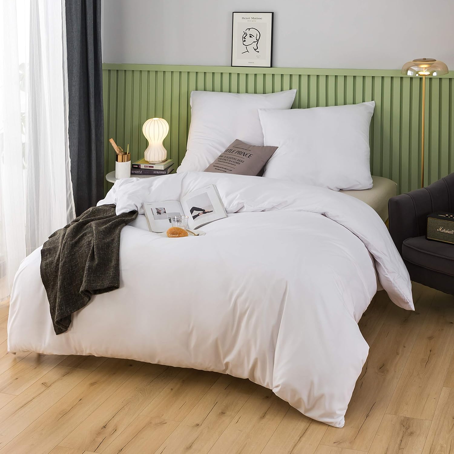 Bed linen 135x200 cm with zipper Super Soft 100% brushed microfiber with a quality of 110 g/m², 1 pillowcase 80x80 cm Cream White 4