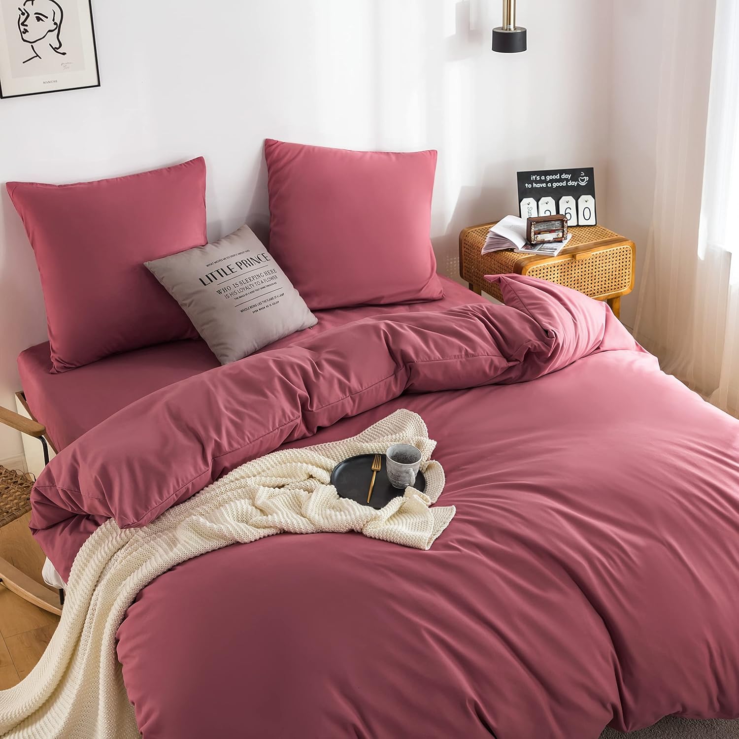 Bed linen 135x200 cm with zipper Super Soft 100% brushed microfiber with a quality of 110 g/m², 1 pillowcase 80x80 cm Old Rose 4