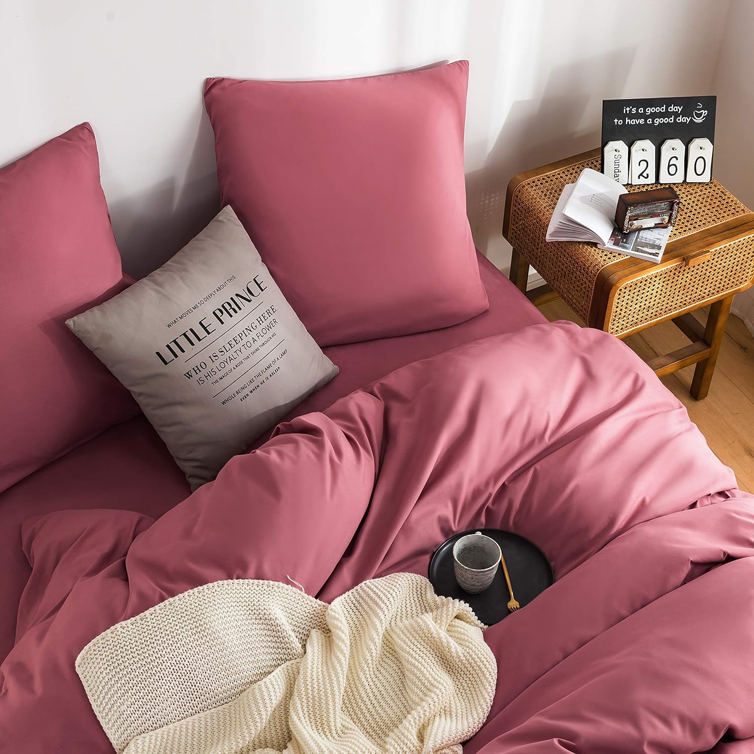 Bed linen 135x200 cm with zipper Super Soft 100% brushed microfiber with a quality of 110 g/m², 1 pillowcase 80x80 cm Old Rose 5