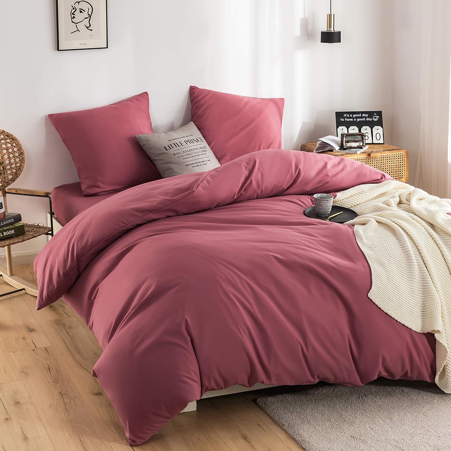 Bed linen 135x200 cm with zipper Super Soft 100% brushed microfiber with a quality of 110 g/m², 1 pillowcase 80x80 cm Old Rose 3