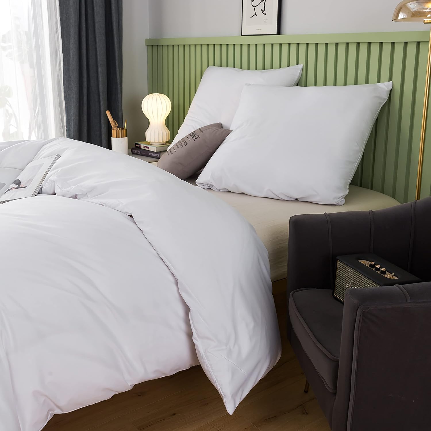 Bed linen 200x200 cm Super Soft 100% brushed microfiber with a quality of 110 g/m², 2 pillowcases 80x80 cm Cream White 4
