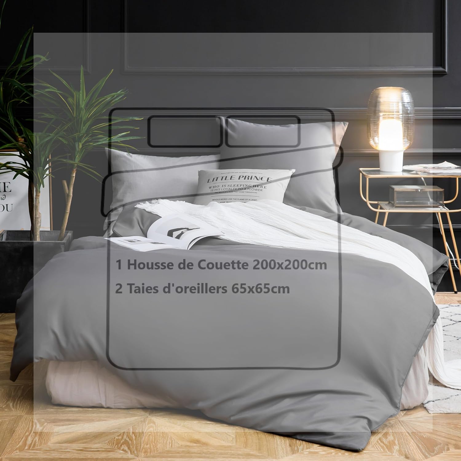 AYSW Duvet Cover 200x200cm+2 Pillowcases 65x65cm Blue Lake Bedding Set Adult 2 Person 100 Threads/cm² in Microfiber with Zipper 6