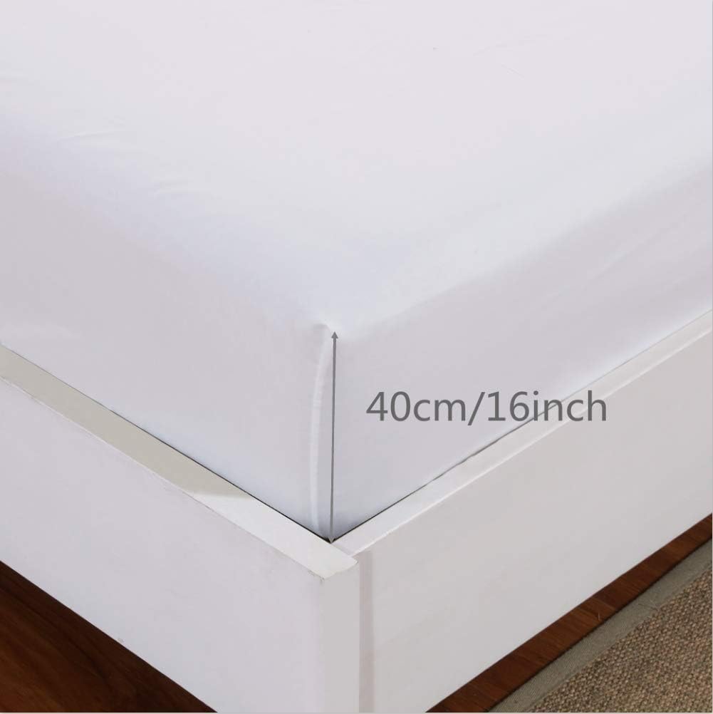 AYSW King Fitted Sheet Polyester/Brushed Microfiber with 40cm Deep Pocket and 360° all-around elastic White 2