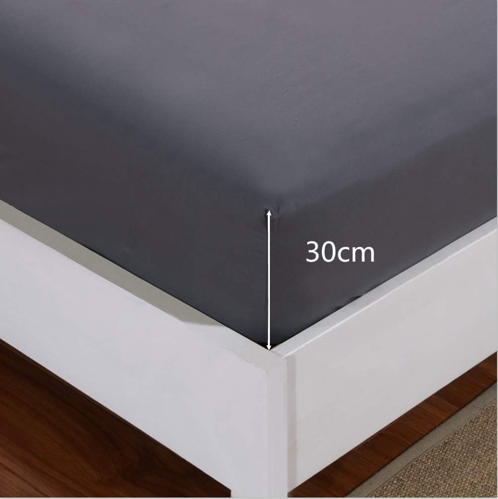 AYSW Double Fitted Sheet Polyster with 30cm Deep Pocket and 360° all-around elastic NO Pillowcases Grey 2
