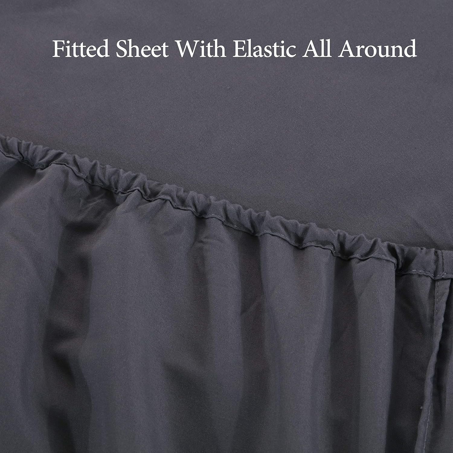 AYSW Double Fitted Sheet Polyster with 30cm Deep Pocket and 360° all-around elastic NO Pillowcases Grey 4