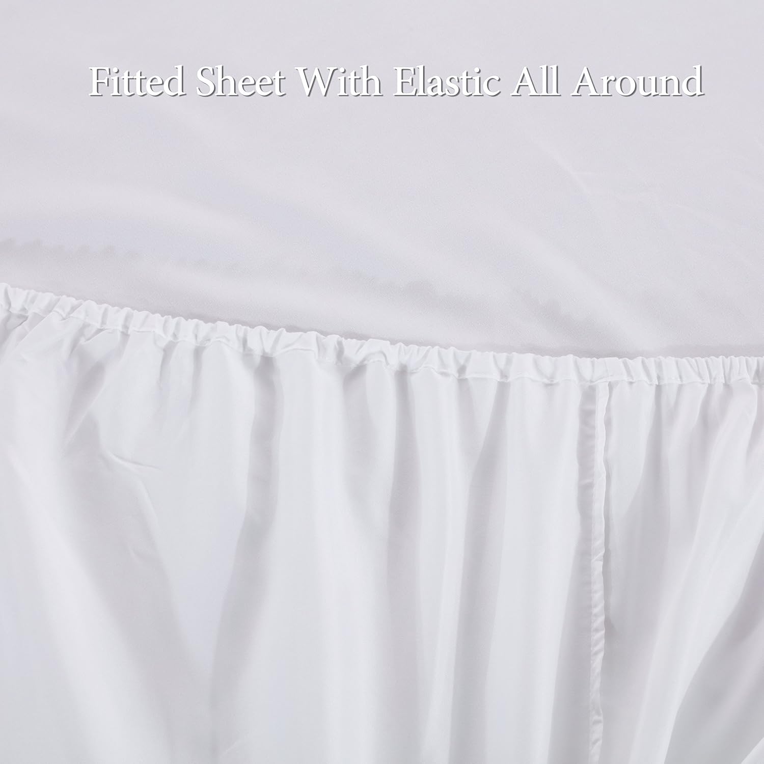 AYSW Double Fitted Sheet Polyester with 30cm Deep Pocket and 360° all-around elastic NO Pillowcases White 3