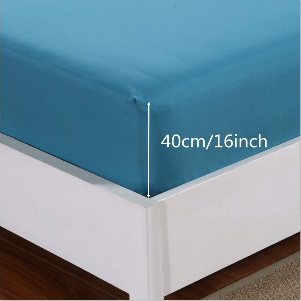 AYSW King Fitted Sheet Polyester/Brushed Microfiber with 40cm Deep Pocket and 360° all-around elastic Teal 2