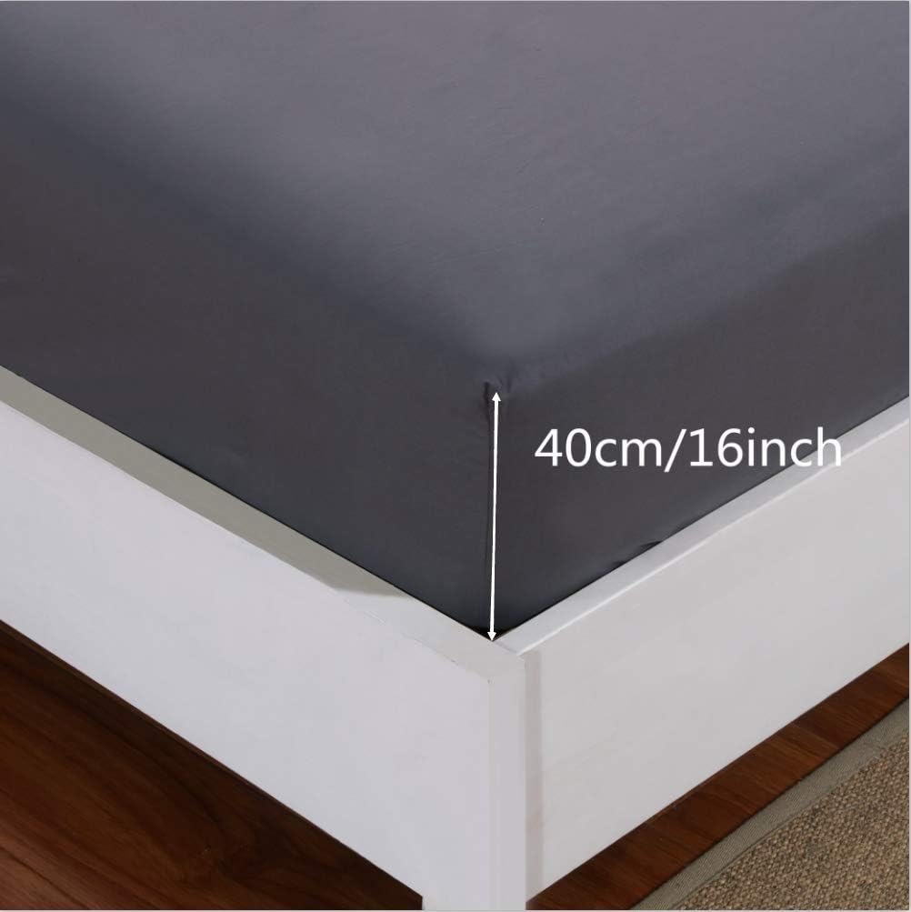 AYSW King Fitted Sheet Polyester/Brushed Microfiber with 40cm Deep Pocket and 360° all-around elastic Grey 2