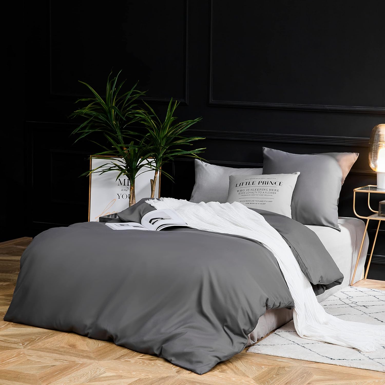 Duvet Cover 220x240 / 80x80x2 cm Grey Bedding Set for 2 Persons Zipper Duvet Cover Sets 2