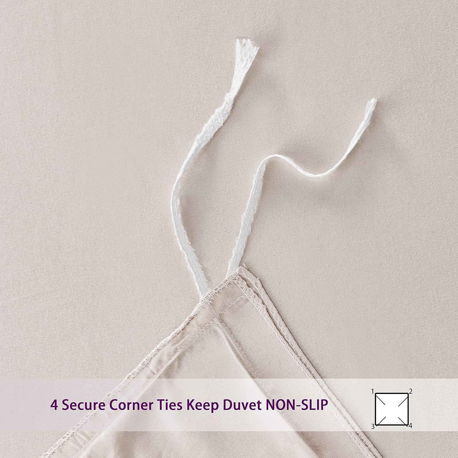 Microfiber Bedding 135x200 cm + Pillowcase 80x80 cm - Soft Fluffy Duvet Cover Set, 2 piece, Beige 7
